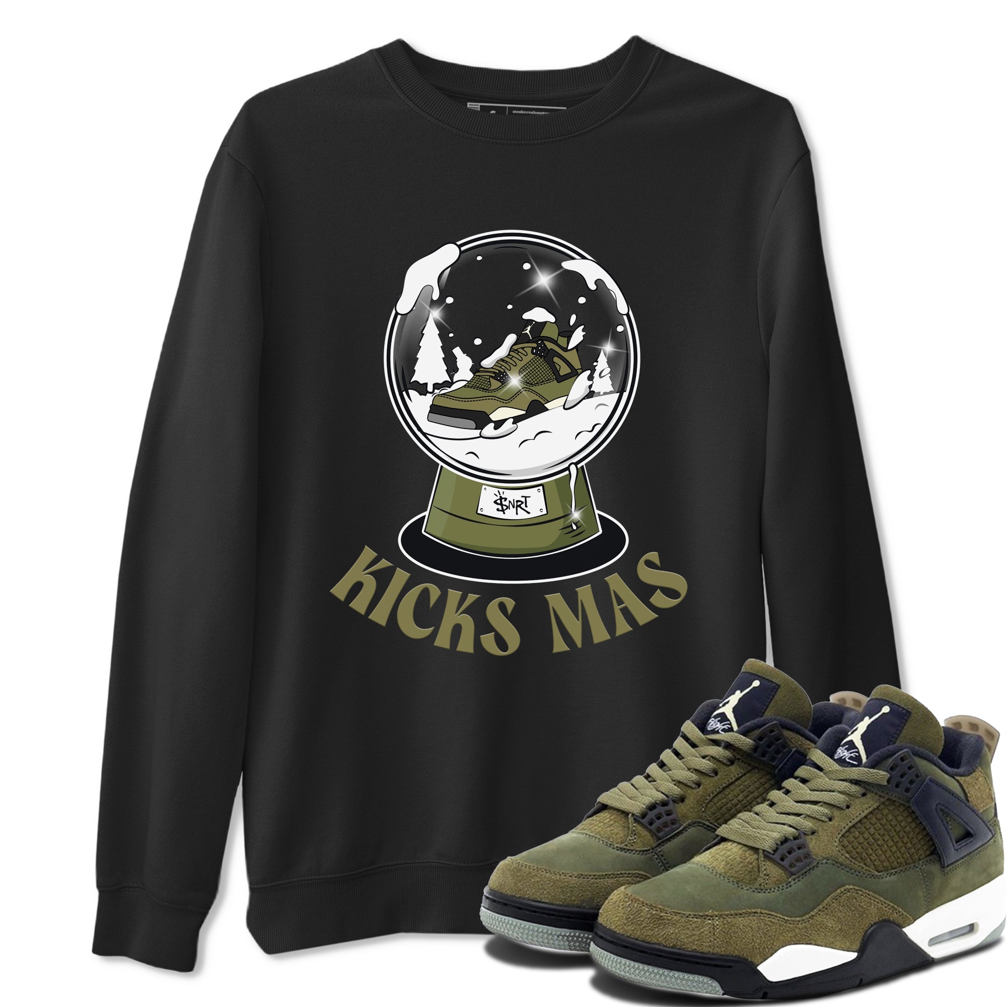 Air Jordan 4 Medium Olive shirt to match jordans streetwear brand Snow Ball sneaker tees Christmas Gift AJ4 Medium Olive Drip Gear Zone Unisex Black 1 T-Shirt