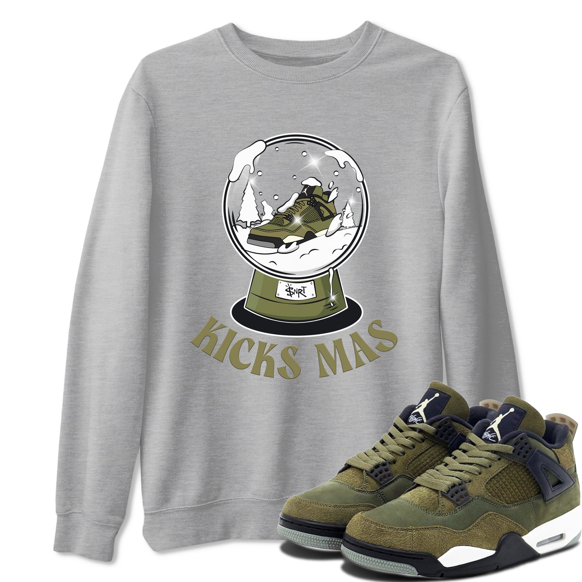 Air Jordan 4 Medium Olive shirt to match jordans streetwear brand Snow Ball sneaker tees Christmas Gift AJ4 Medium Olive Drip Gear Zone Unisex Heather Grey 1 T-Shirt