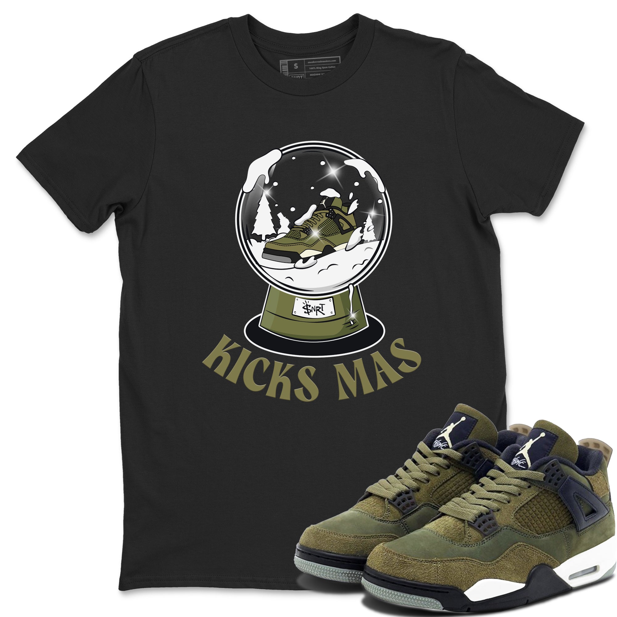 Air Jordan 4 Medium Olive shirt to match jordans streetwear brand Snow Ball sneaker tees Christmas Gift AJ4 Medium Olive Drip Gear Zone Unisex Black 1 T-Shirt