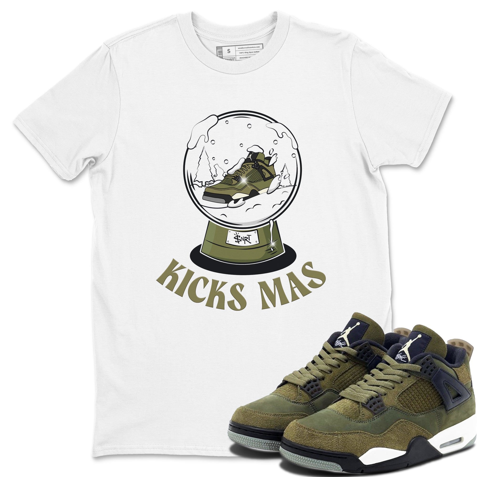 Air Jordan 4 Medium Olive shirt to match jordans streetwear brand Snow Ball sneaker tees Christmas Gift AJ4 Medium Olive Drip Gear Zone Unisex White 1 T-Shirt
