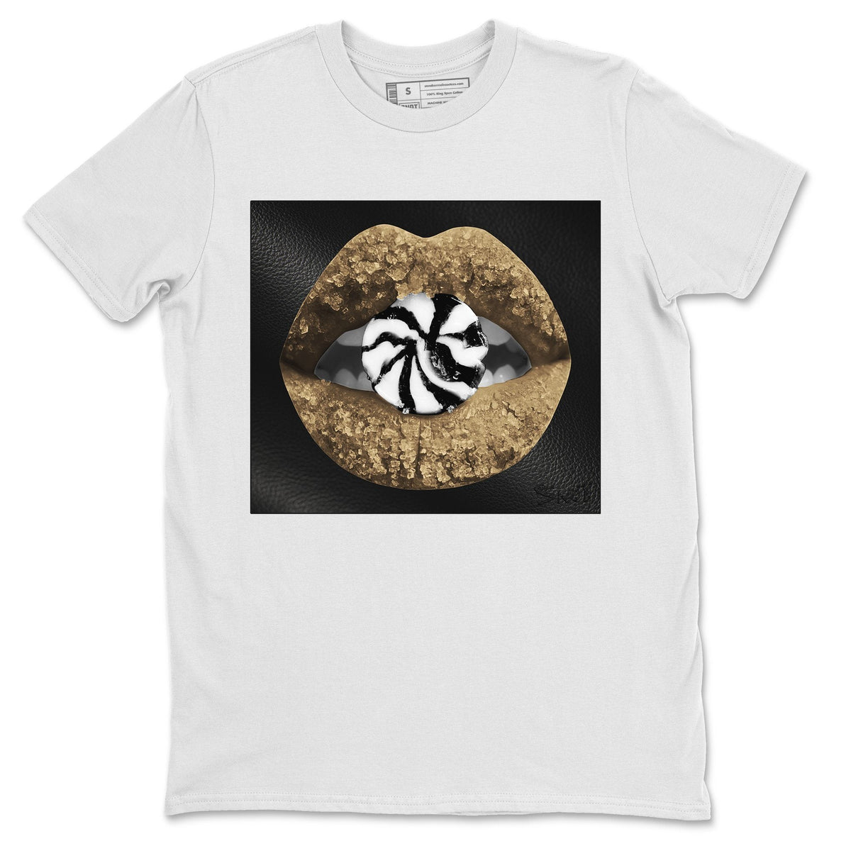 Jordan 1 Gold Toe Sneaker Matching T-Shirt Lips Candy Sneaker Tees Jordan 1 Gold Toe Sneaker Release Tees Crew Neck Tees