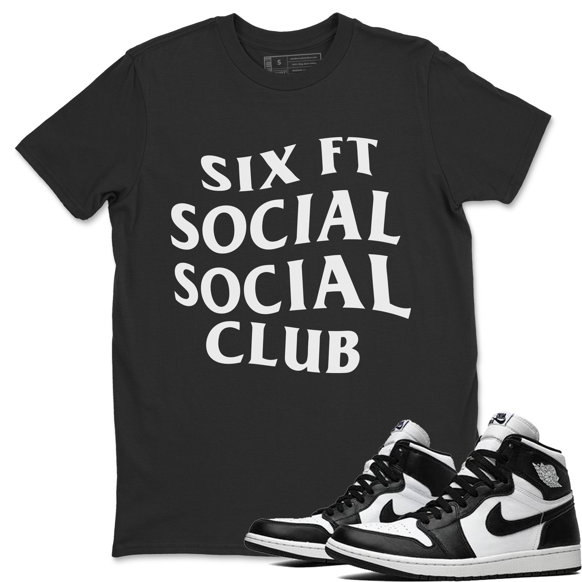 Jordan 1 Black White Sneaker Matching T-Shirt Six Ft Social Club Sneaker Tees Jordan 1 Black White Sneaker Release Tees Crew Neck Tees