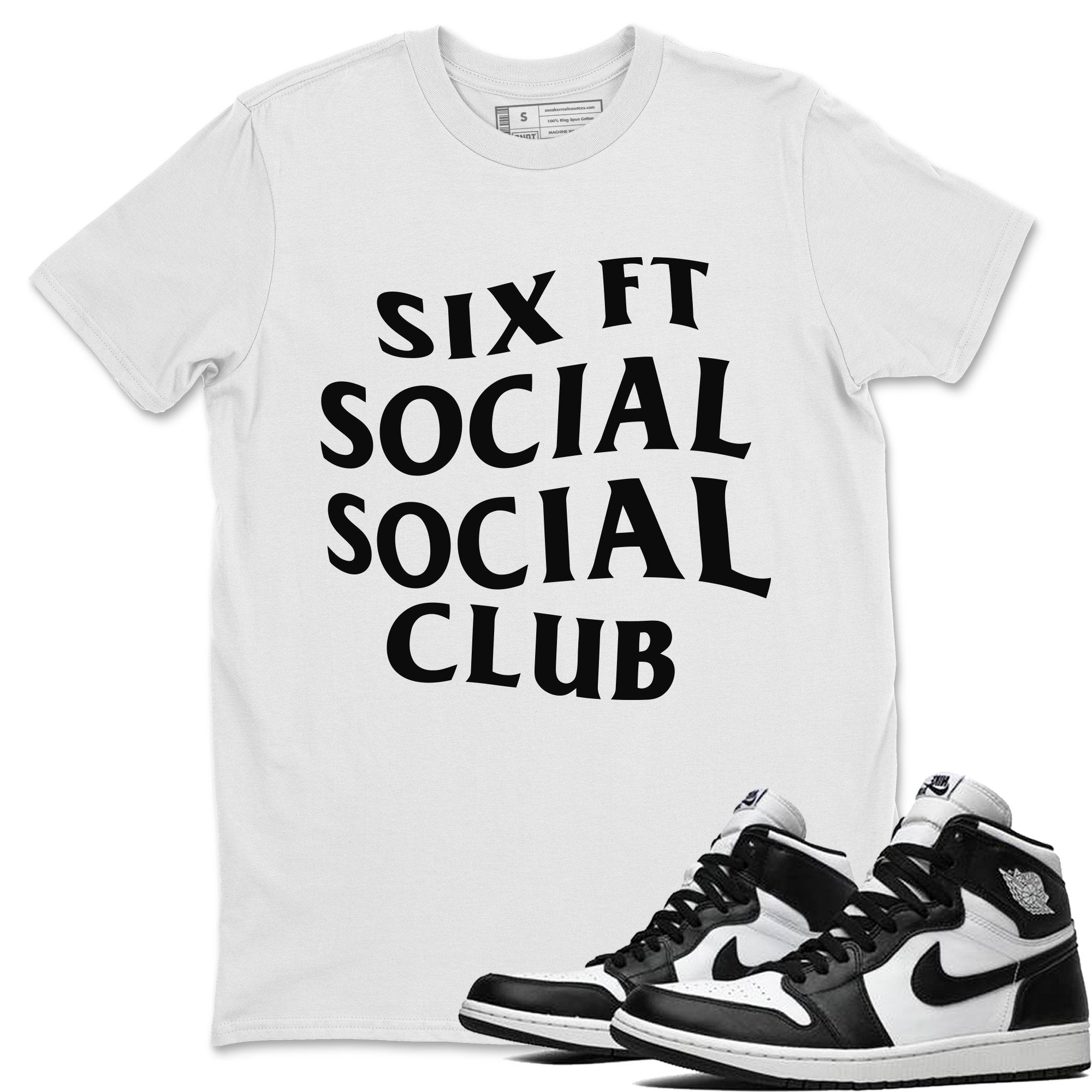 Jordan 1 Black White Sneaker Matching T-Shirt Six Ft Social Club Sneaker Tees Jordan 1 Black White Sneaker Release Tees Crew Neck Tees