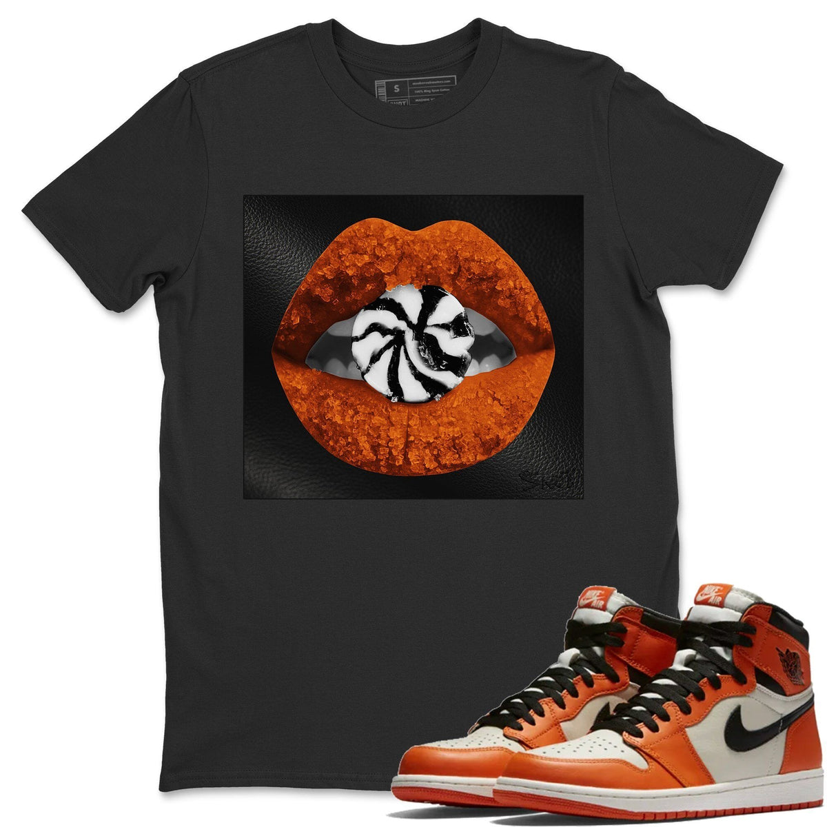 Jordan 1 Shattered Backboard Away Sneaker Matching T-Shirt Lips Candy Sneaker Tees Jordan 1 Shattered Backboard Away Sneaker Release Tees Crew Neck Tees