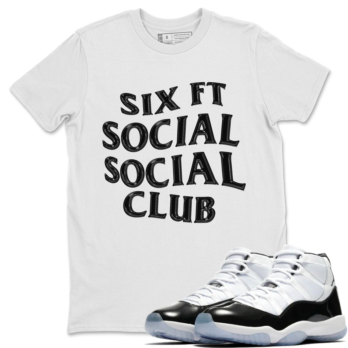 Jordan 11 Concord Sneaker Matching T-Shirt Six Ft Social Club Sneaker Tees Jordan 11 Concord Sneaker Release Tees Crew Neck Tees
