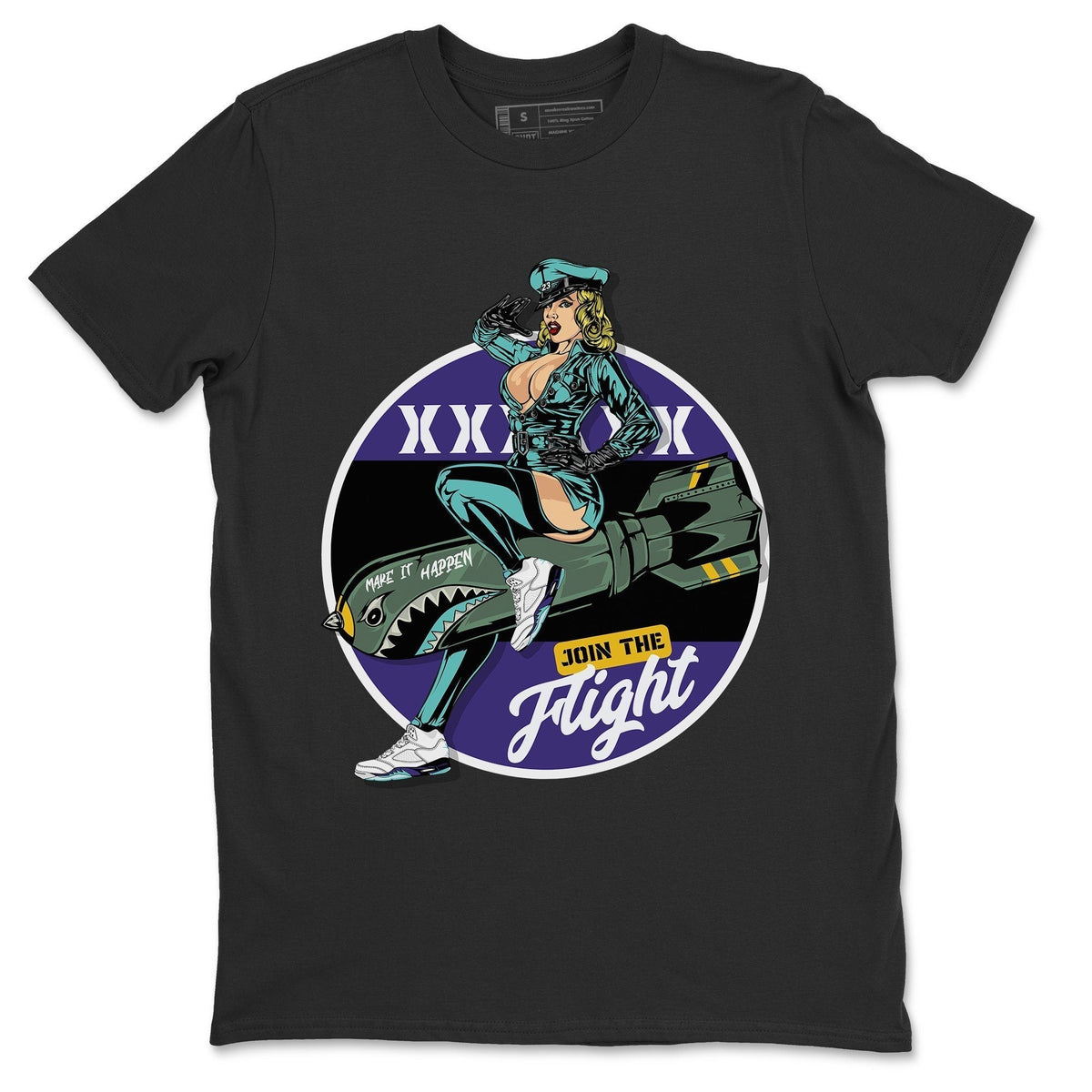 Jordan 5 Grape Sneaker Matching T-Shirt Pin Up Girl Sneaker Tees Jordan 5 Grape Sneaker Release Tees Crew Neck Tees