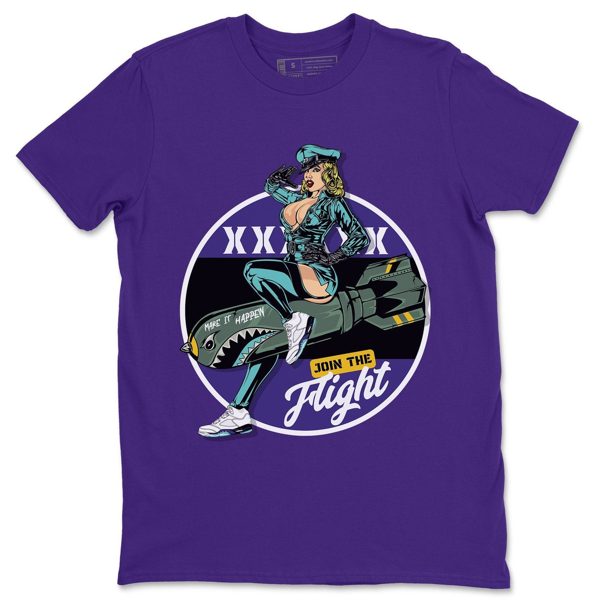 Jordan 5 Grape Sneaker Matching T-Shirt Pin Up Girl Sneaker Tees Jordan 5 Grape Sneaker Release Tees Crew Neck Tees