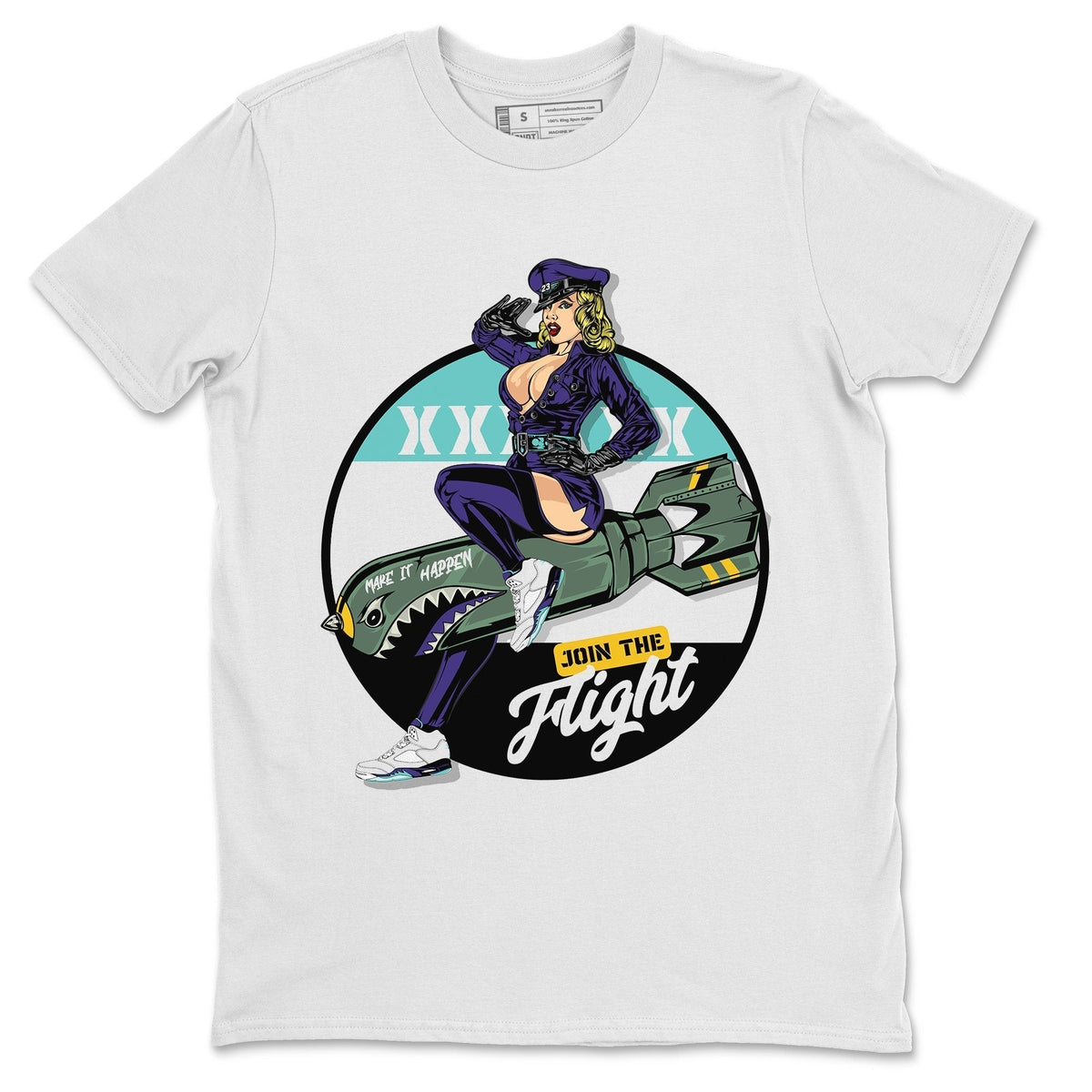 Jordan 5 Grape Sneaker Matching T-Shirt Pin Up Girl Sneaker Tees Jordan 5 Grape Sneaker Release Tees Crew Neck Tees