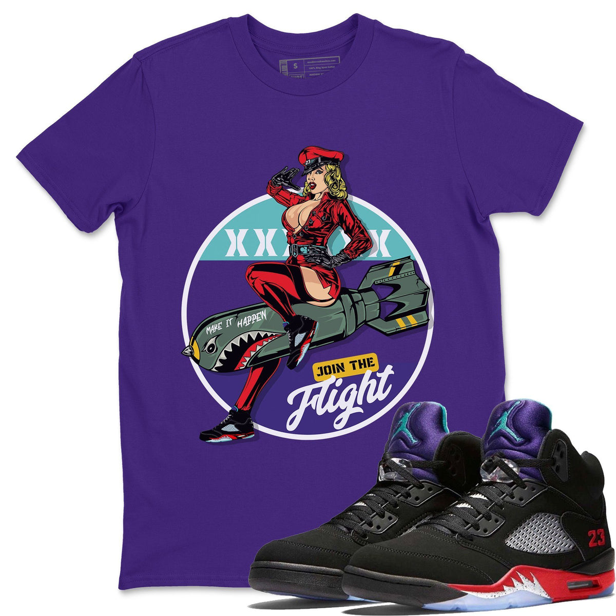 Jordan 5 Top 3 Sneaker Matching T-Shirt Pin Up Girl Sneaker Tees Jordan 5 Top 3 Sneaker Release Tees Crew Neck Tees