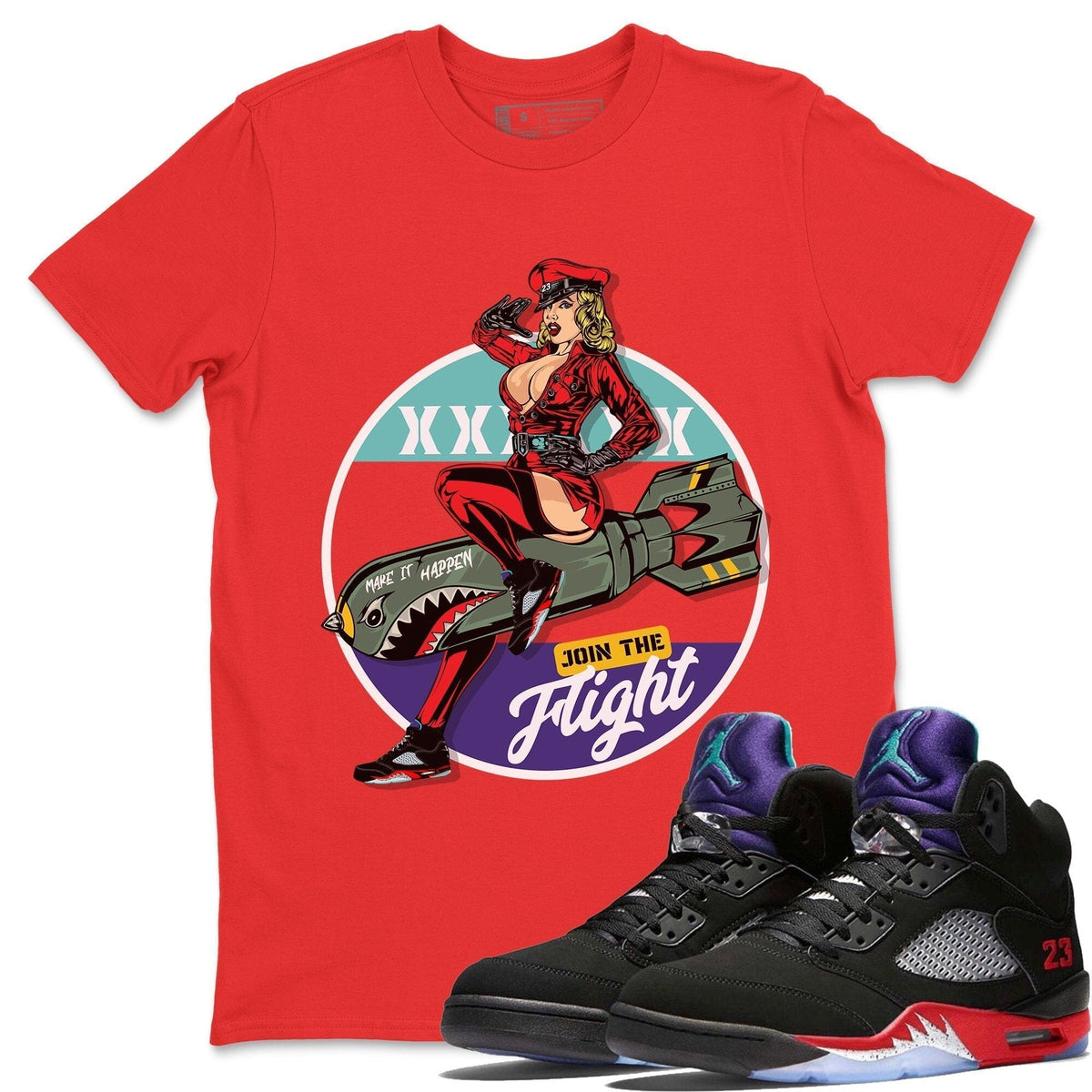 Jordan 5 Top 3 Sneaker Matching T-Shirt Pin Up Girl Sneaker Tees Jordan 5 Top 3 Sneaker Release Tees Crew Neck Tees