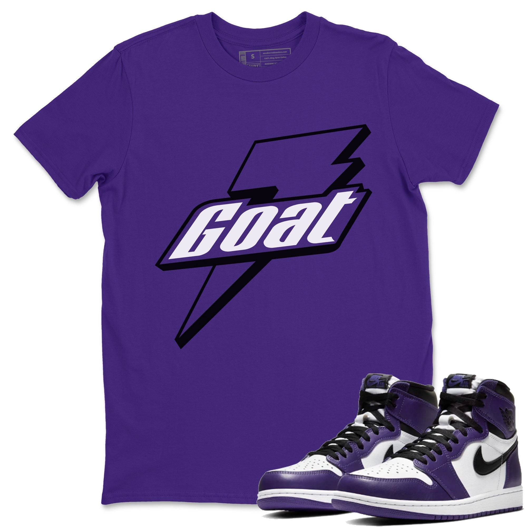 Jordan 1 Court Purple Sneaker Matching T-Shirt Goat Sneaker Tees Jordan 1 Court Purple Sneaker Release Tees Crew Neck Tees