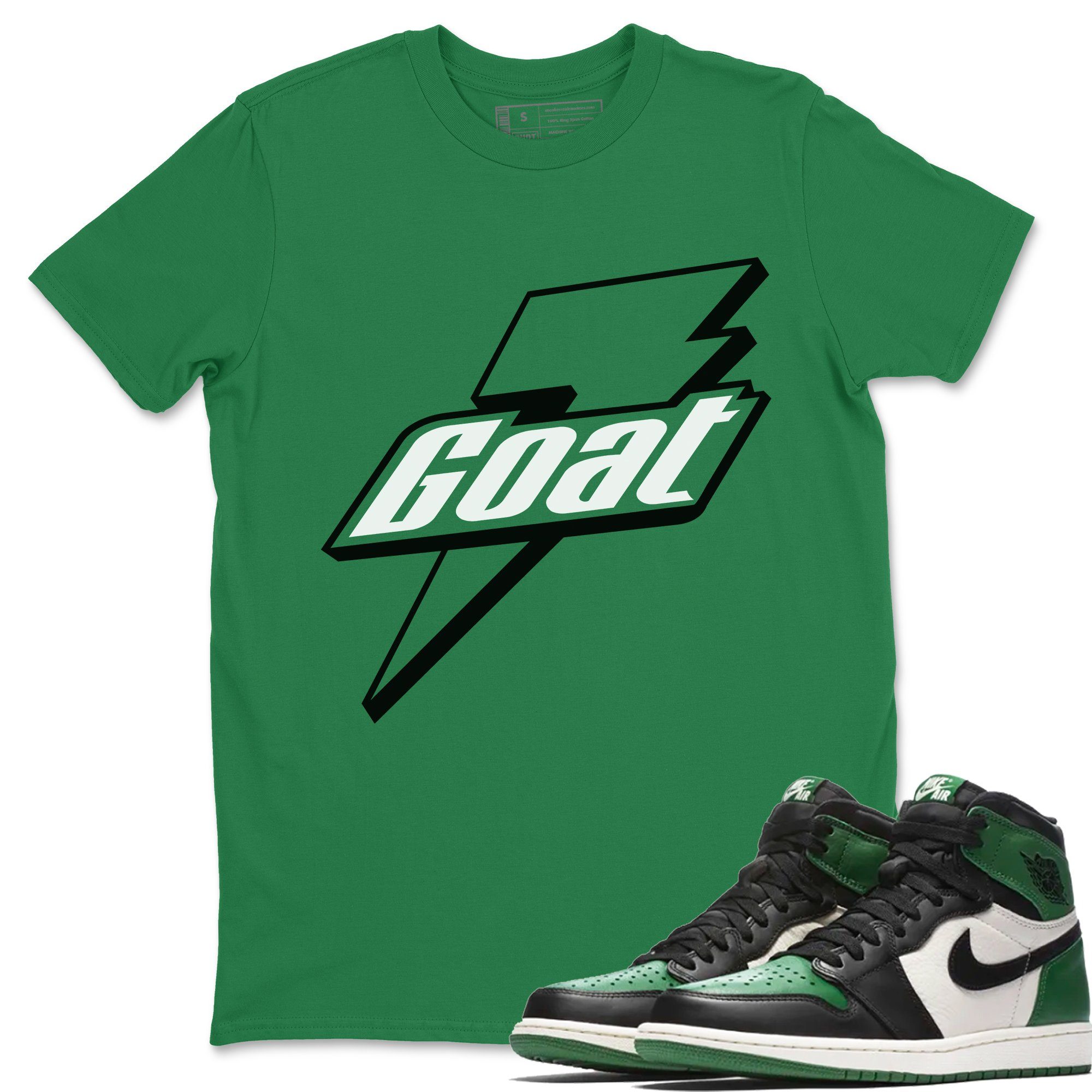 Jordan 1 Pine Green Sneaker Matching T-Shirt Goat Sneaker Tees Jordan 1 Pine Green Sneaker Release Tees Crew Neck Tees