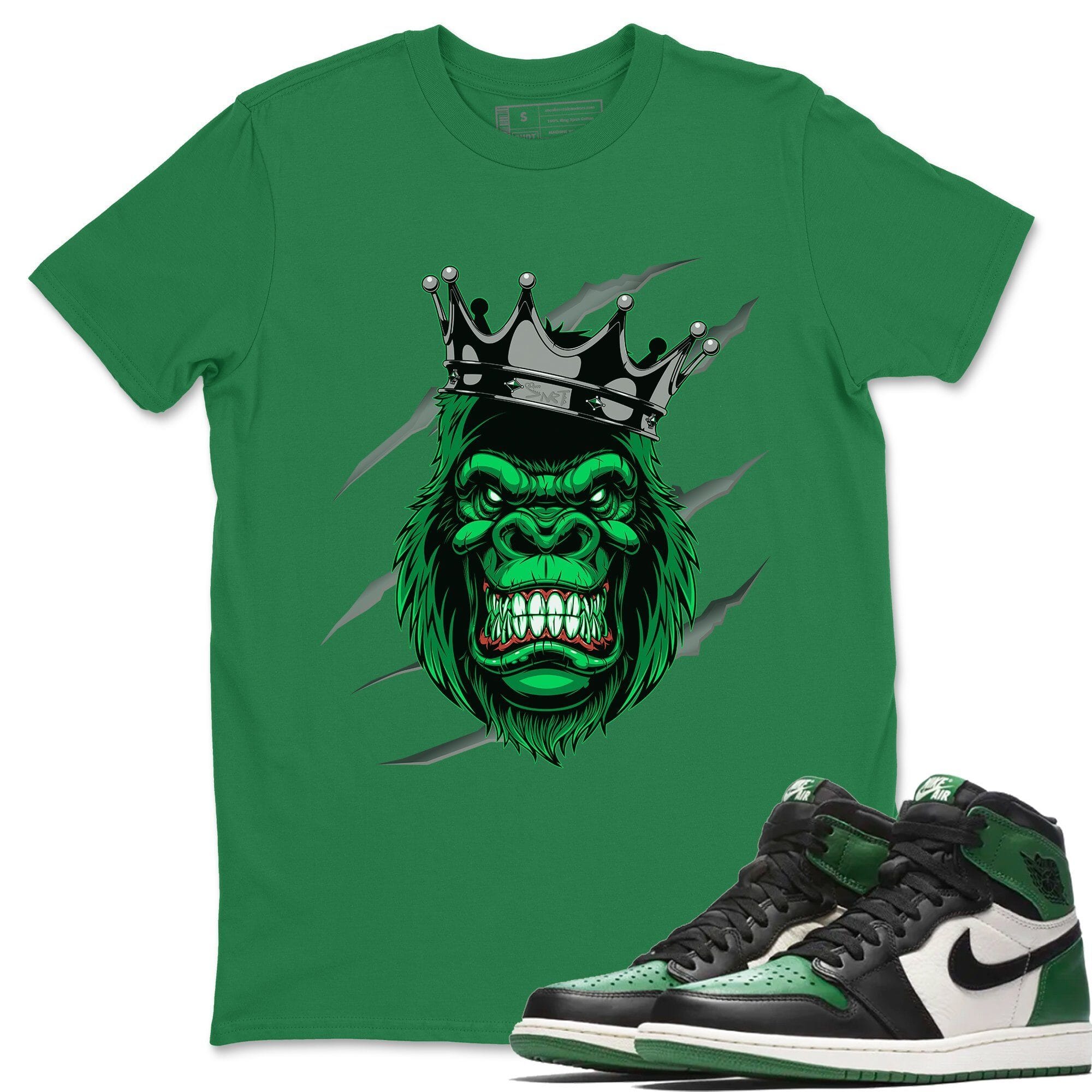 Jordan 1 Pine Green Sneaker Matching T-Shirt Ferocious Gorilla Sneaker Tees Jordan 1 Pine Green Sneaker Release Tees Crew Neck Tees