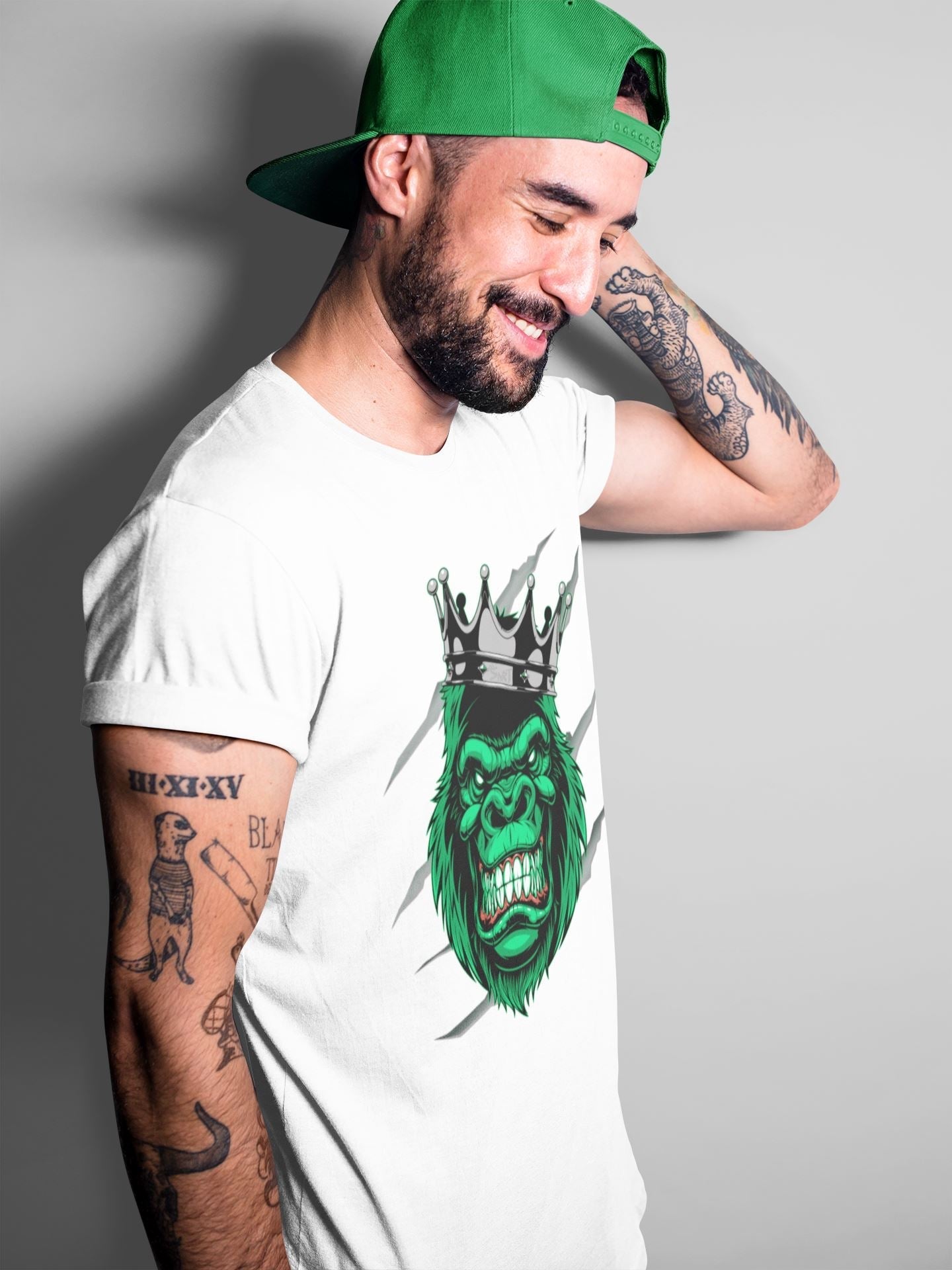 Jordan 1 Pine Green Sneaker Matching T-Shirt Ferocious Gorilla Sneaker Tees Jordan 1 Pine Green Sneaker Release Tees Crew Neck Tees