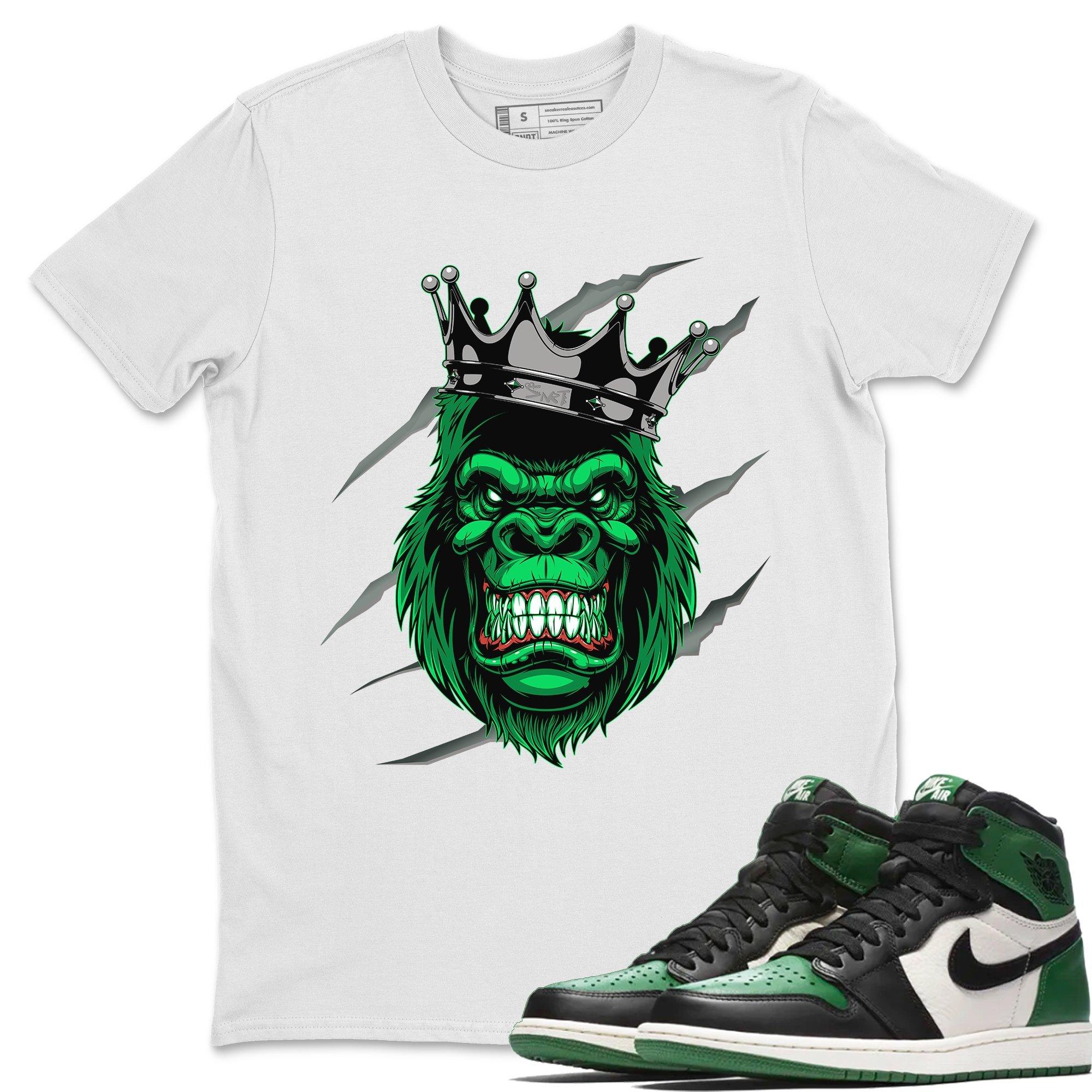 Jordan 1 Pine Green Sneaker Matching T-Shirt Ferocious Gorilla Sneaker Tees Jordan 1 Pine Green Sneaker Release Tees Crew Neck Tees