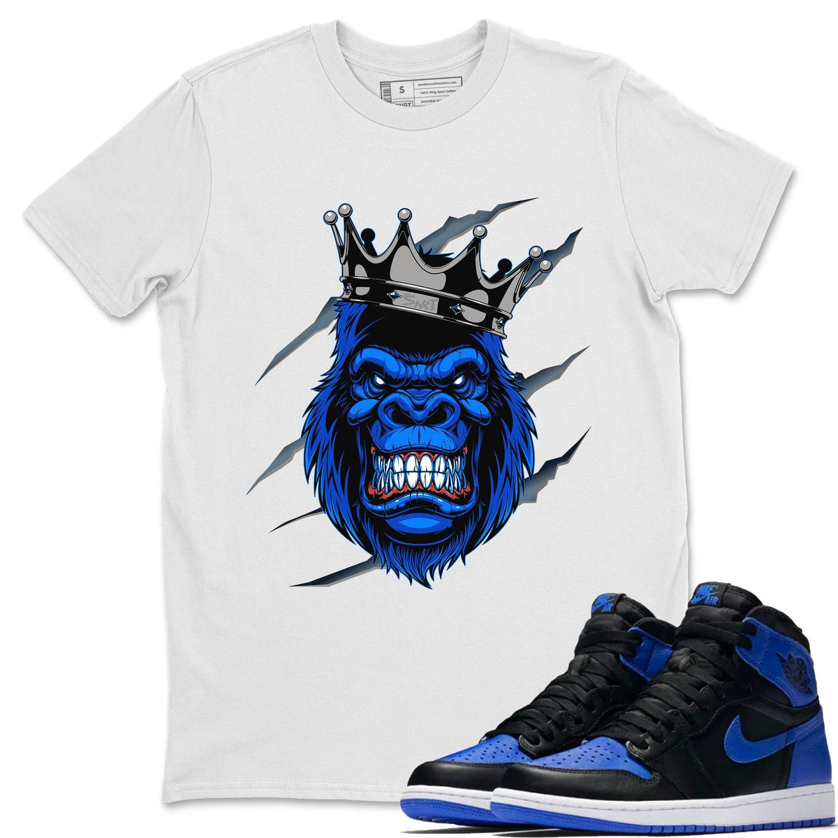 Jordan 1 Royal Black Shirt To Match Jordans Ferocious Gorilla Sneaker Tees Jordan 1 Royal Black Drip Gear Zone Sneaker Matching Clothing Unisex Shirts