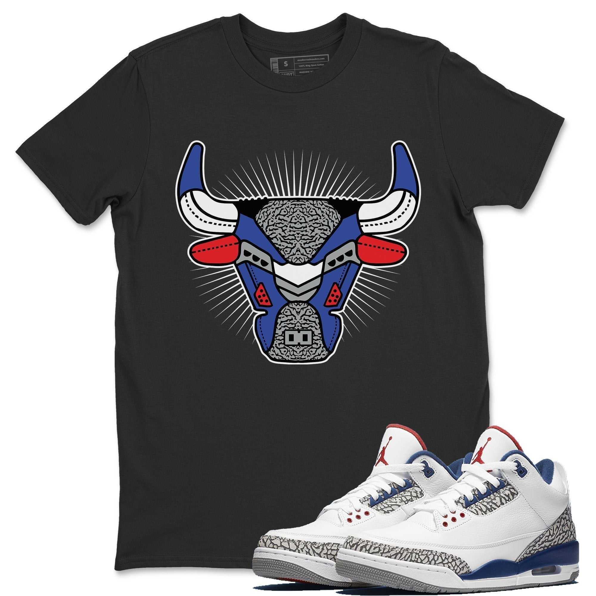 Jordan 3 True Blue Shirt To Match Jordans AJ3 Bull Head Sneaker Tees Jordan 3 True Blue Drip Gear Zone Sneaker Matching Clothing Unisex Shirts