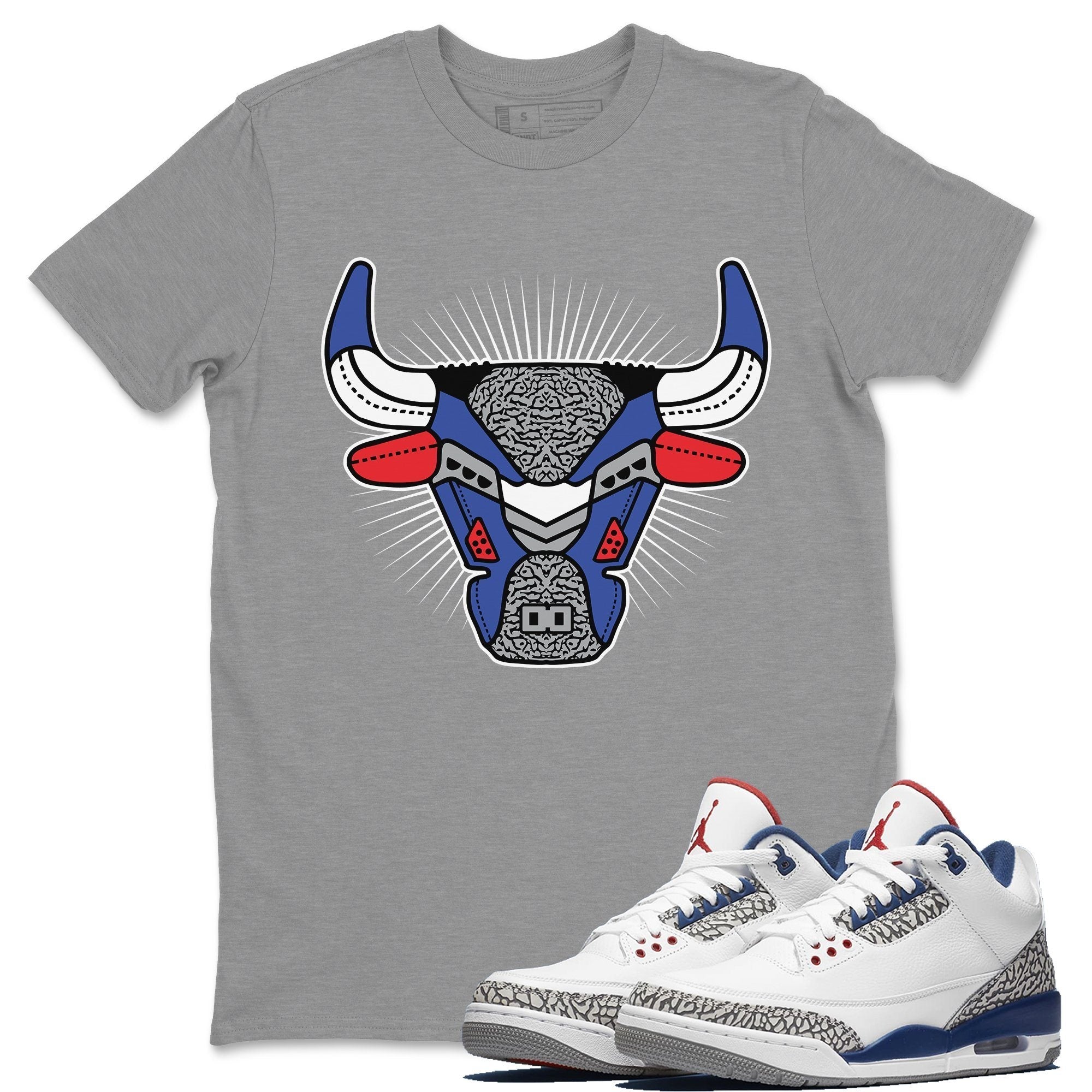 Jordan 3 True Blue Shirt To Match Jordans AJ3 Bull Head Sneaker Tees Jordan 3 True Blue Drip Gear Zone Sneaker Matching Clothing Unisex Shirts