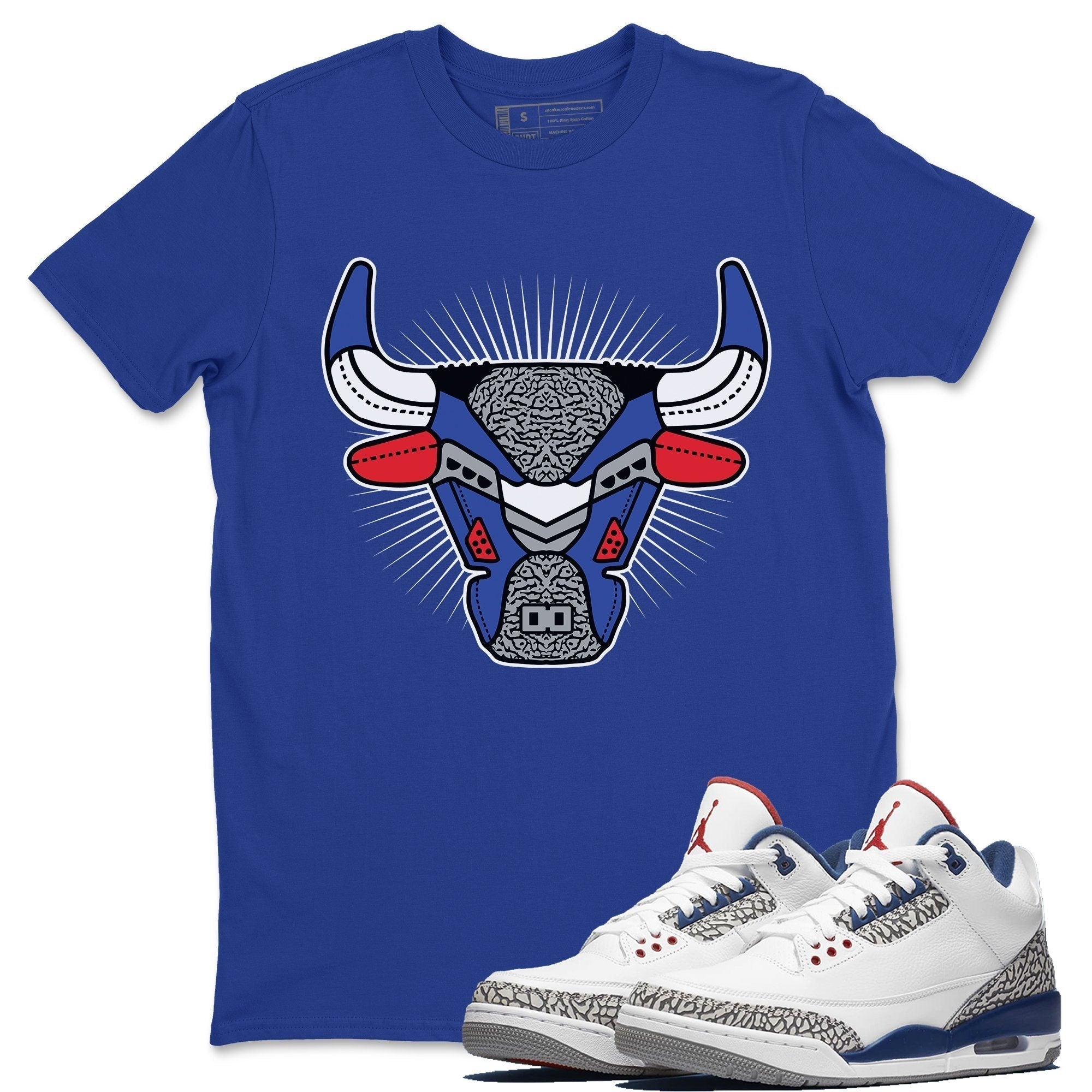 Jordan 3 True Blue Shirt To Match Jordans AJ3 Bull Head Sneaker Tees Jordan 3 True Blue Drip Gear Zone Sneaker Matching Clothing Unisex Shirts