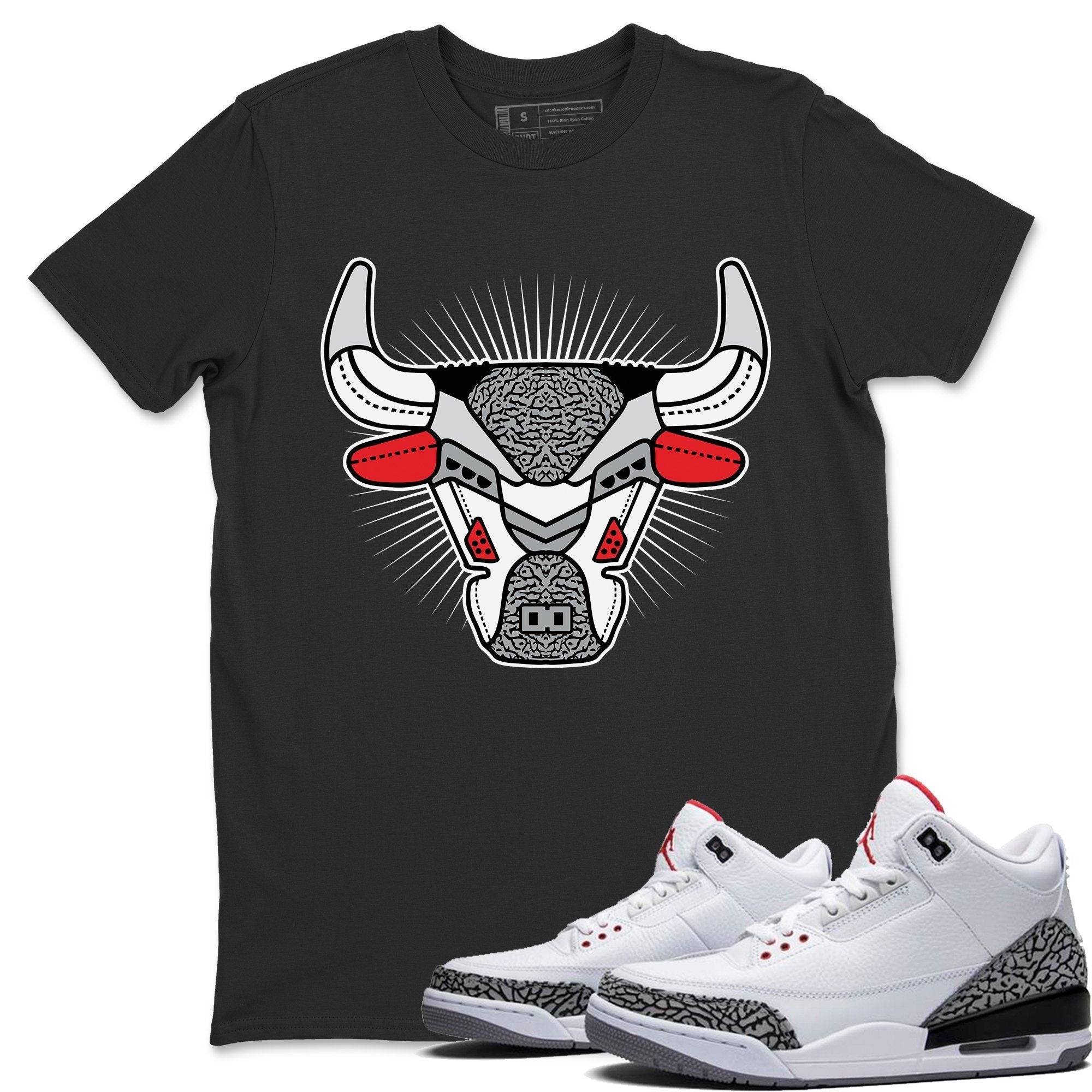 Jordan 3 White Cement Shirt To Match Jordans AJ3 Bull Head Sneaker Tees Jordan 3 White Cement Drip Gear Zone Sneaker Matching Clothing Unisex Shirts