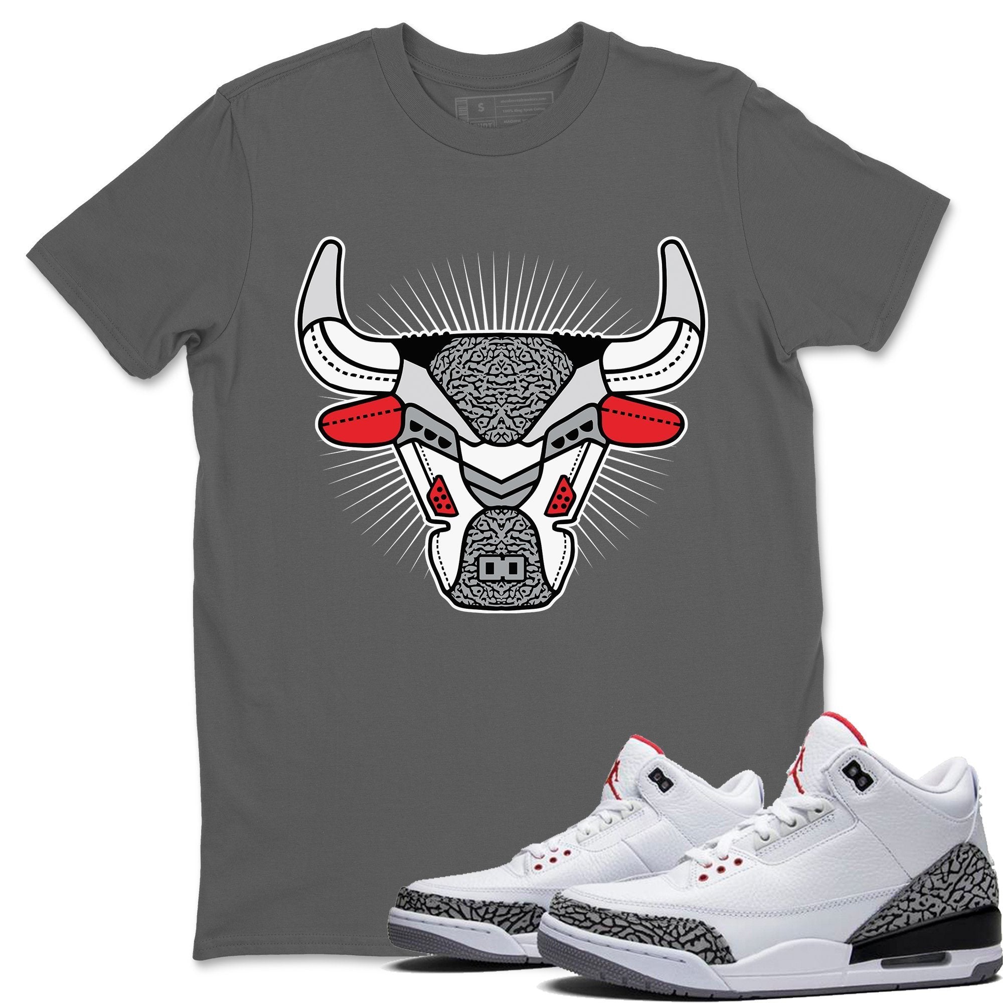 Jordan 3 White Cement Shirt To Match Jordans AJ3 Bull Head Sneaker Tees Jordan 3 White Cement Drip Gear Zone Sneaker Matching Clothing Unisex Shirts