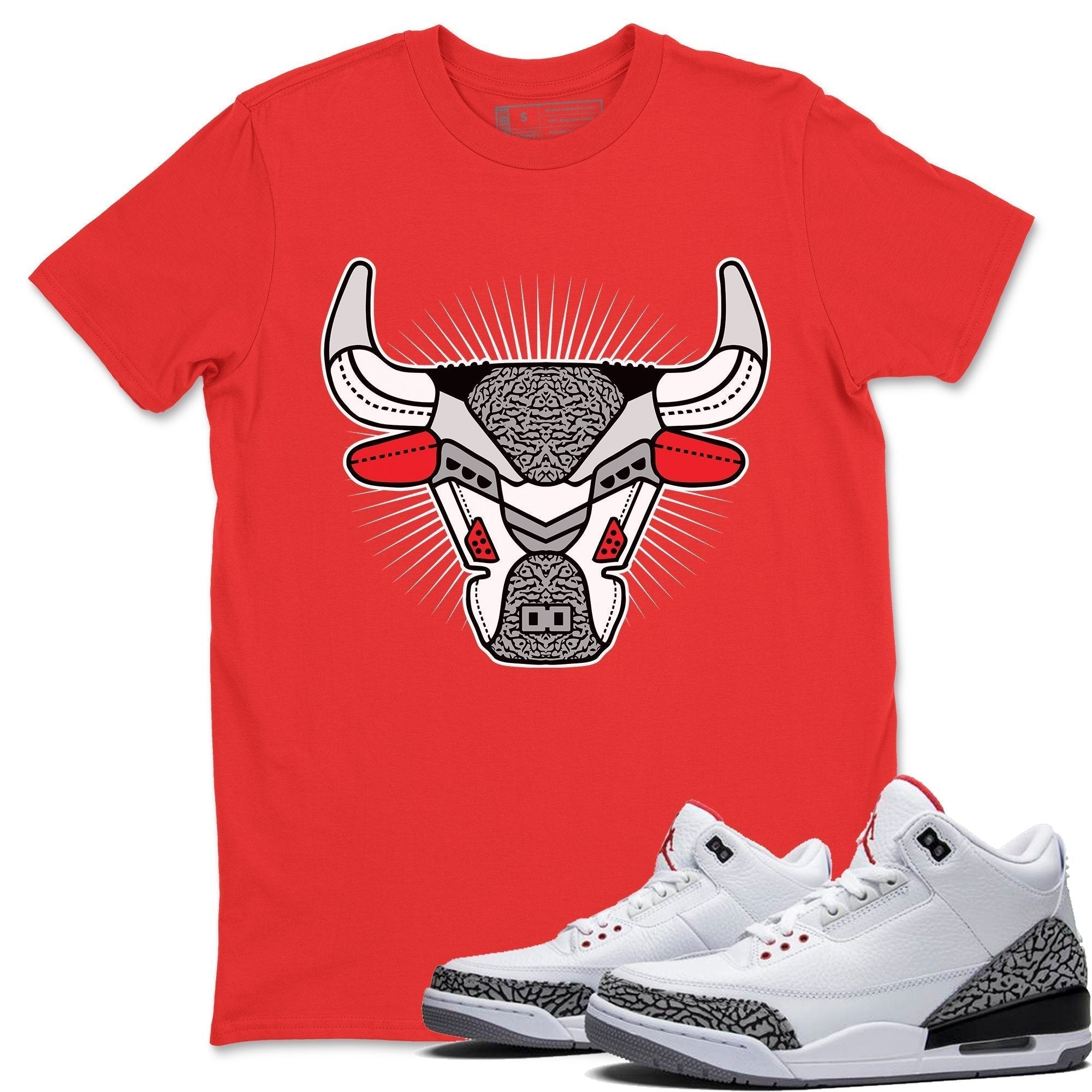 Jordan 3 White Cement Shirt To Match Jordans AJ3 Bull Head Sneaker Tees Jordan 3 White Cement Drip Gear Zone Sneaker Matching Clothing Unisex Shirts