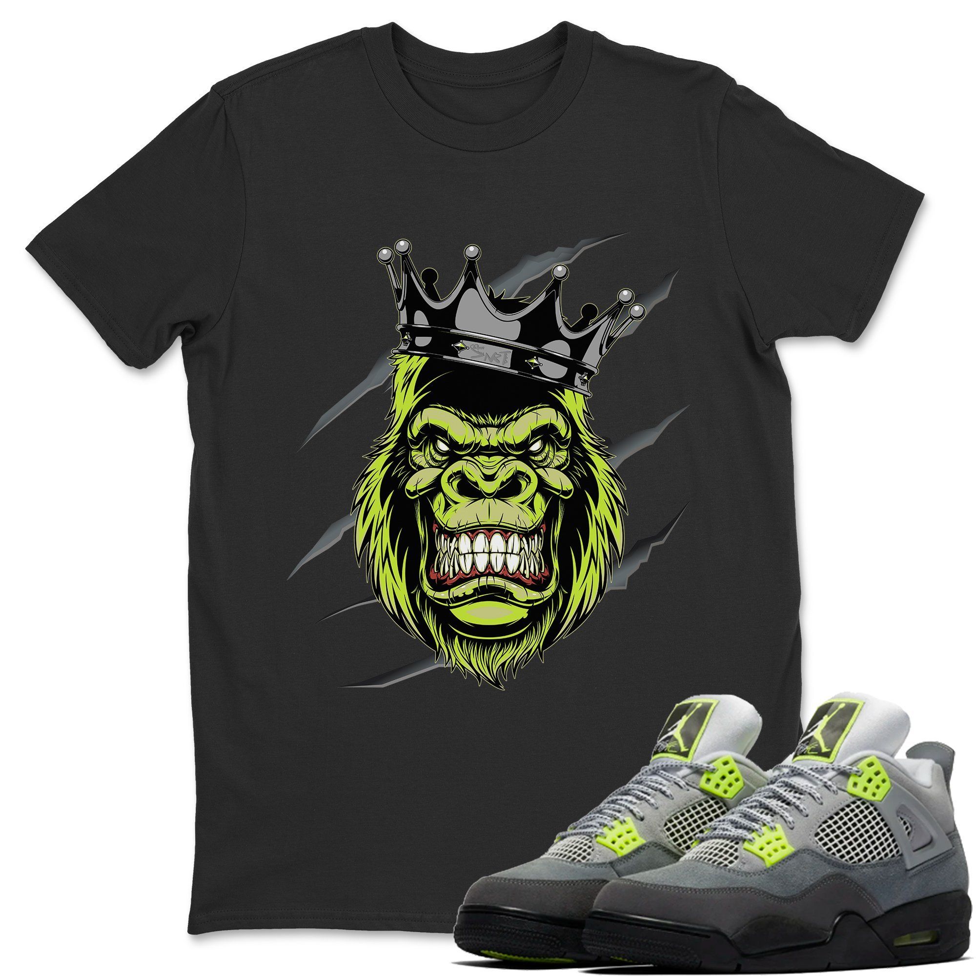 Jordan 4 '95 Neon Shirt To Match Jordans Ferocious Gorilla Sneaker Tees Jordan 4 '95 Neon Drip Gear Zone Sneaker Matching Clothing Unisex Shirts