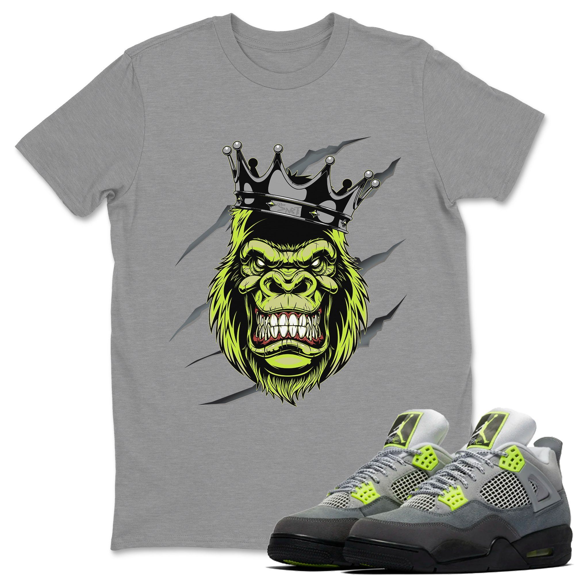 Jordan 4 '95 Neon Shirt To Match Jordans Ferocious Gorilla Sneaker Tees Jordan 4 '95 Neon Drip Gear Zone Sneaker Matching Clothing Unisex Shirts
