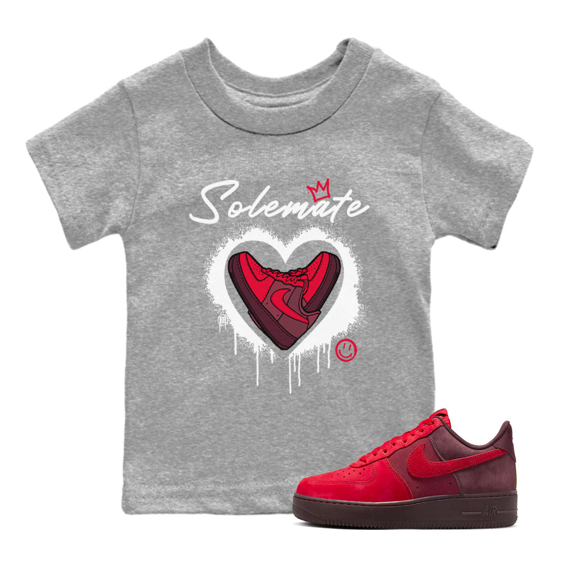 Solemate Valentine's Day sneaker match tees to AF1 Layers Of Love street fashion brand for shirts to match Jordans Drip Gear Zone Air Force 1 Layers Of Love unisex t-shirt Heather Grey 1 youth shirt