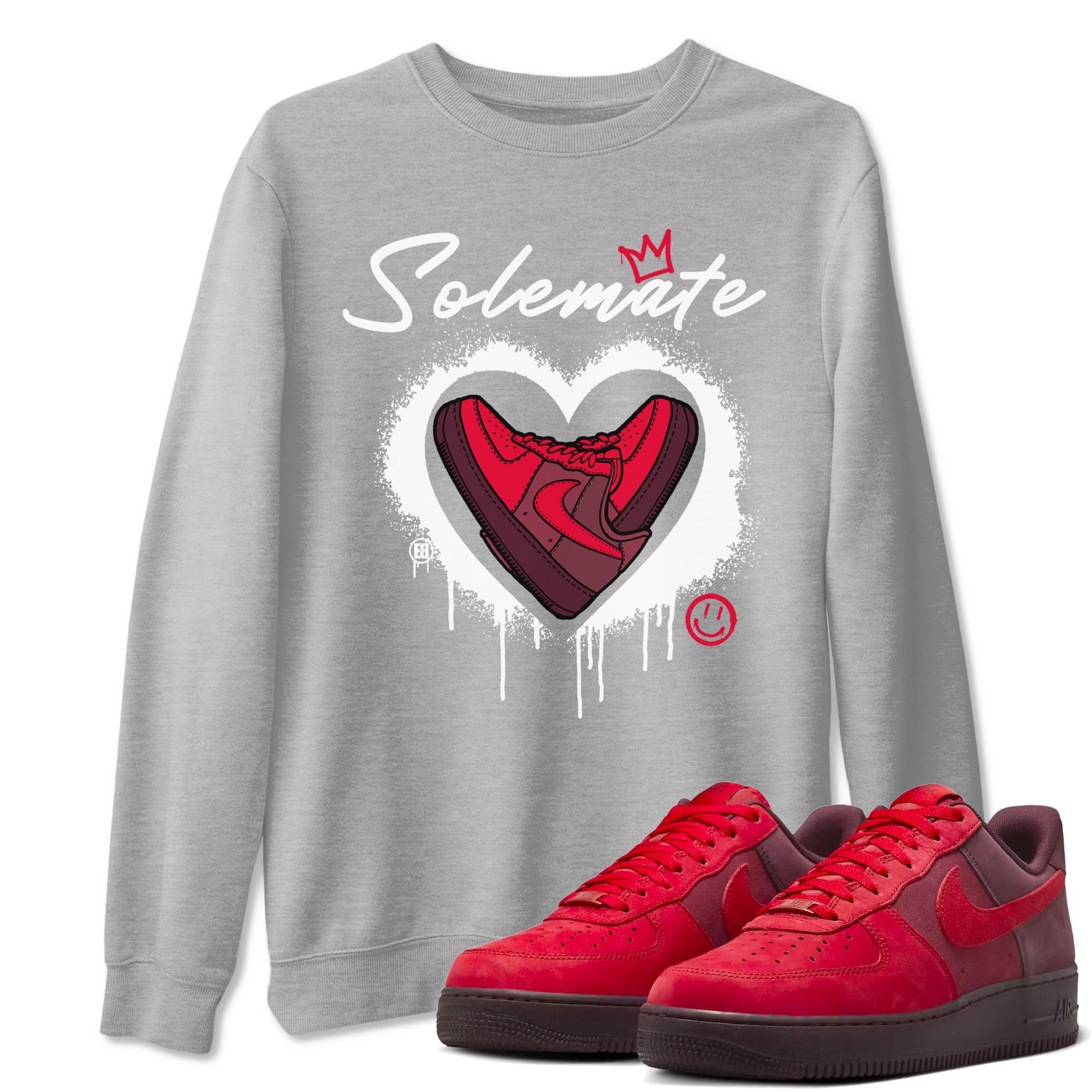 Solemate Valentine's Day sneaker match tees to AF1 Layers Of Love street fashion brand for shirts to match Jordans Drip Gear Zone Air Force 1 Layers Of Love unisex t-shirt Heather Grey 1 unisex shirt