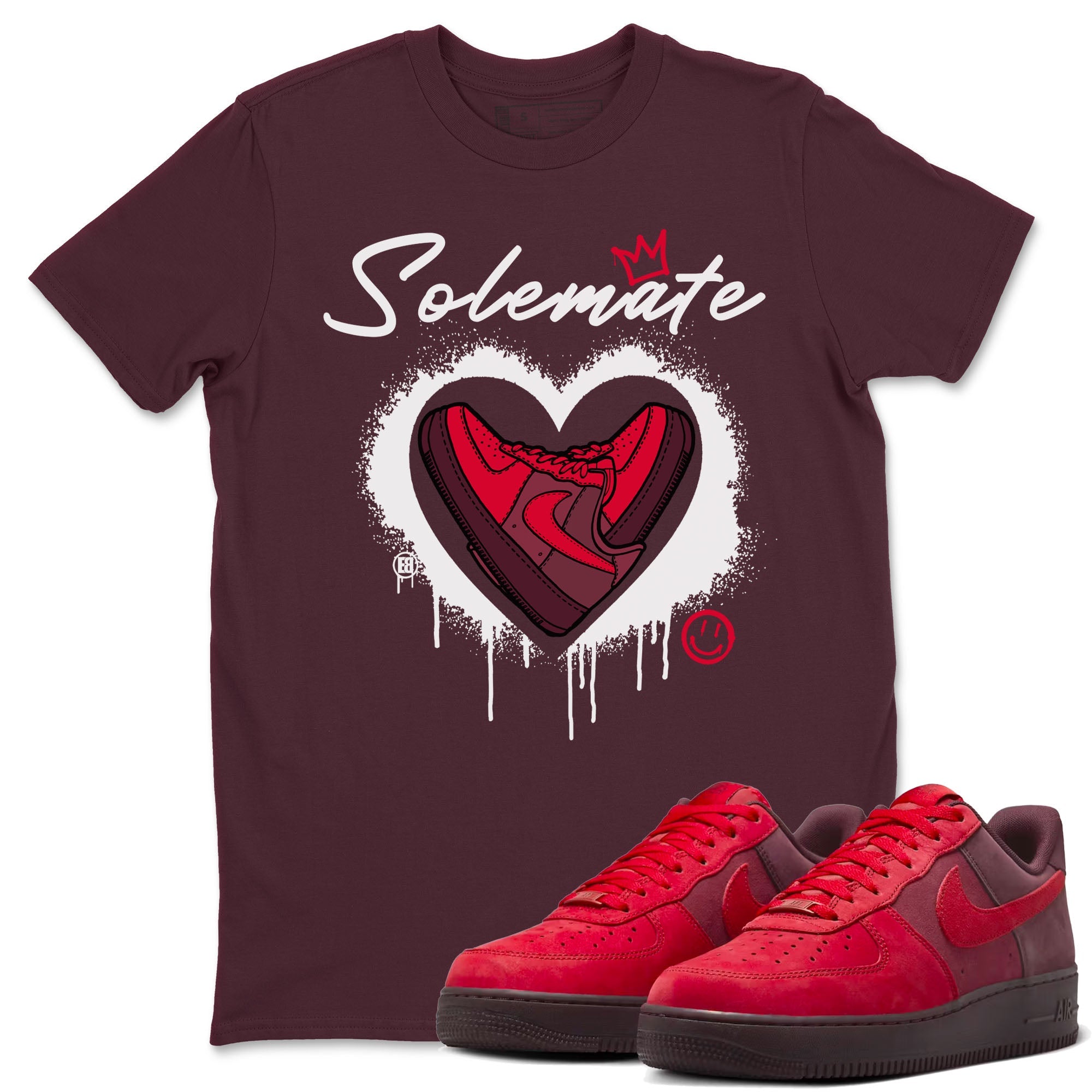 Solemate Valentine's Day sneaker match tees to AF1 Layers Of Love street fashion brand for shirts to match Jordans Drip Gear Zone Air Force 1 Layers Of Love unisex t-shirt Maroon 1 unisex shirt