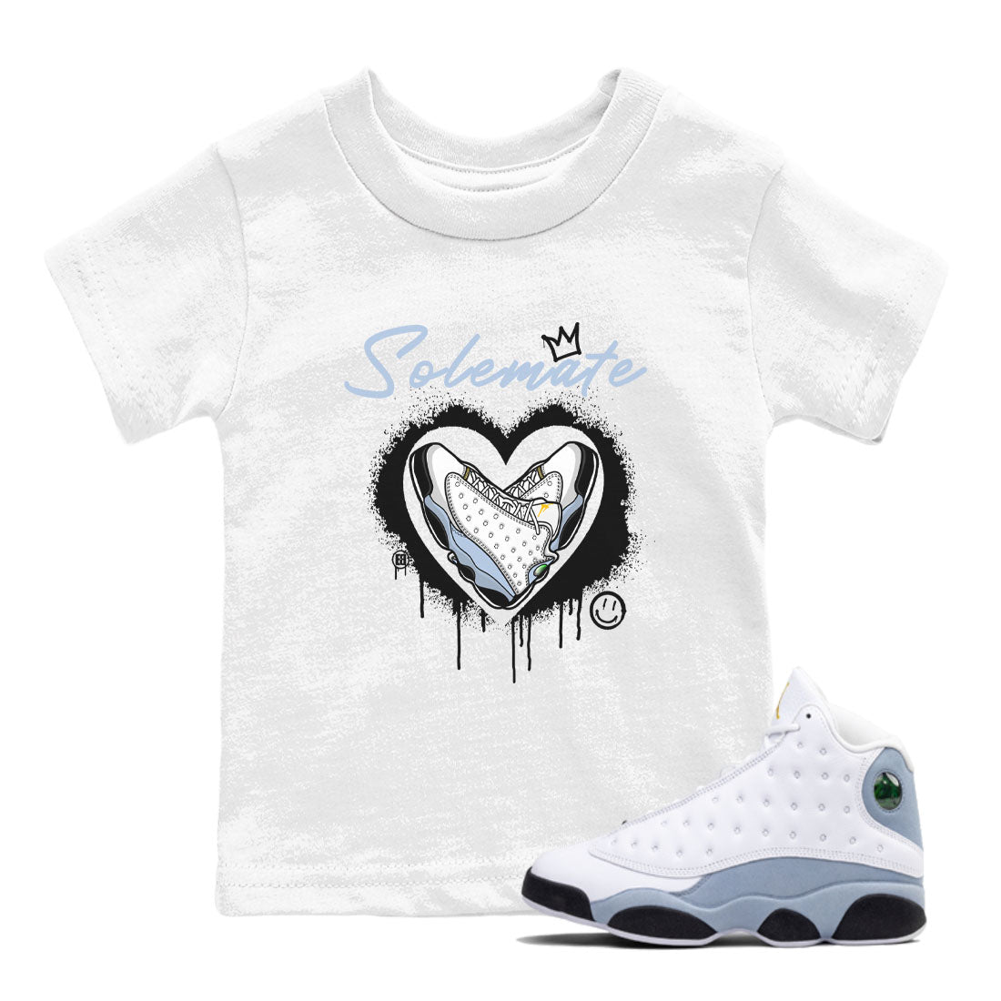 13s Blue Grey shirt to match jordans Solemate sneaker tees Air Jordan 13 Retro Blue Grey Drip Gear Zone baby toddler White 1 cotton Shirt