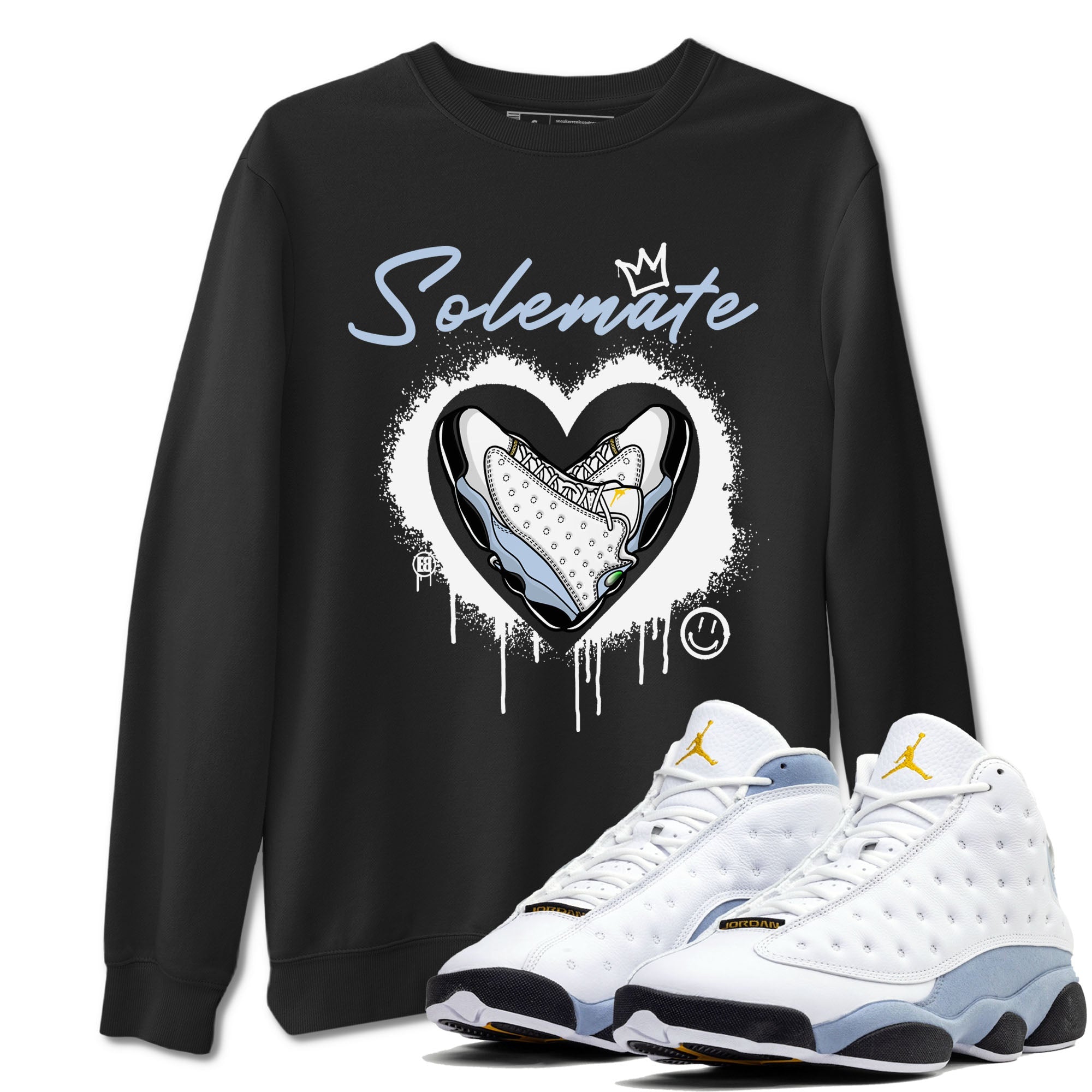 13s Blue Grey shirt to match jordans Solemate sneaker tees Air Jordan 13 Retro Blue Grey Drip Gear Zone unisex cotton Black 1 crew neck shirt