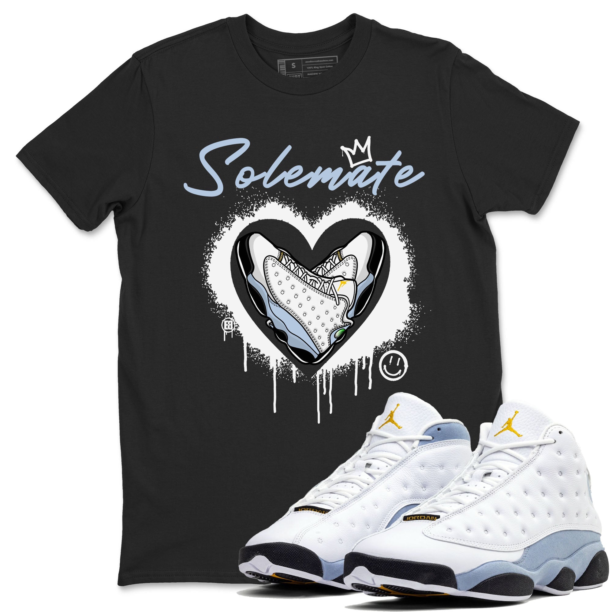 13s Blue Grey shirt to match jordans Solemate sneaker tees Air Jordan 13 Retro Blue Grey Drip Gear Zone unisex cotton Black 1 crew neck shirt