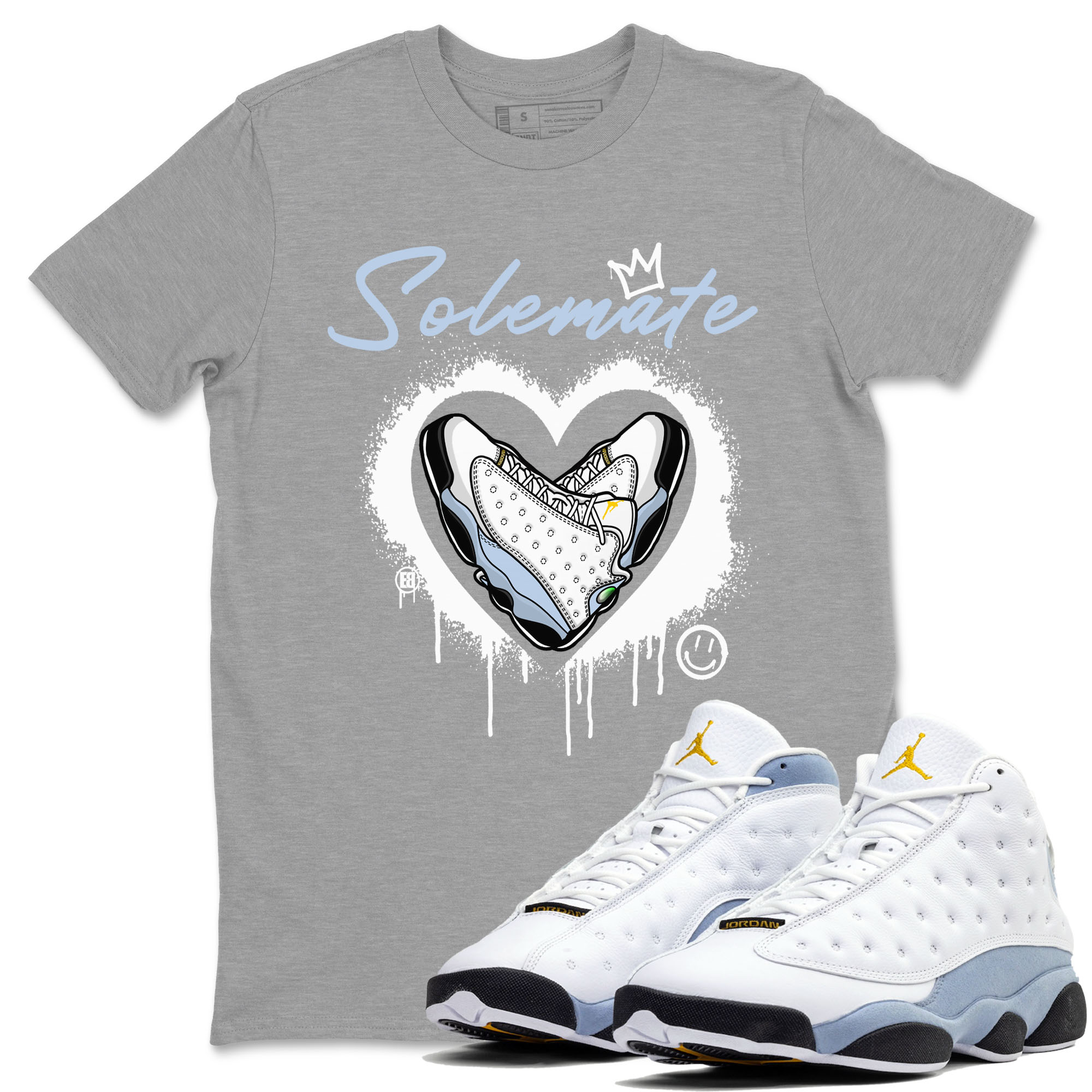 13s Blue Grey shirt to match jordans Solemate sneaker tees Air Jordan 13 Retro Blue Grey Drip Gear Zone unisex cotton Heather Grey 1 crew neck shirt
