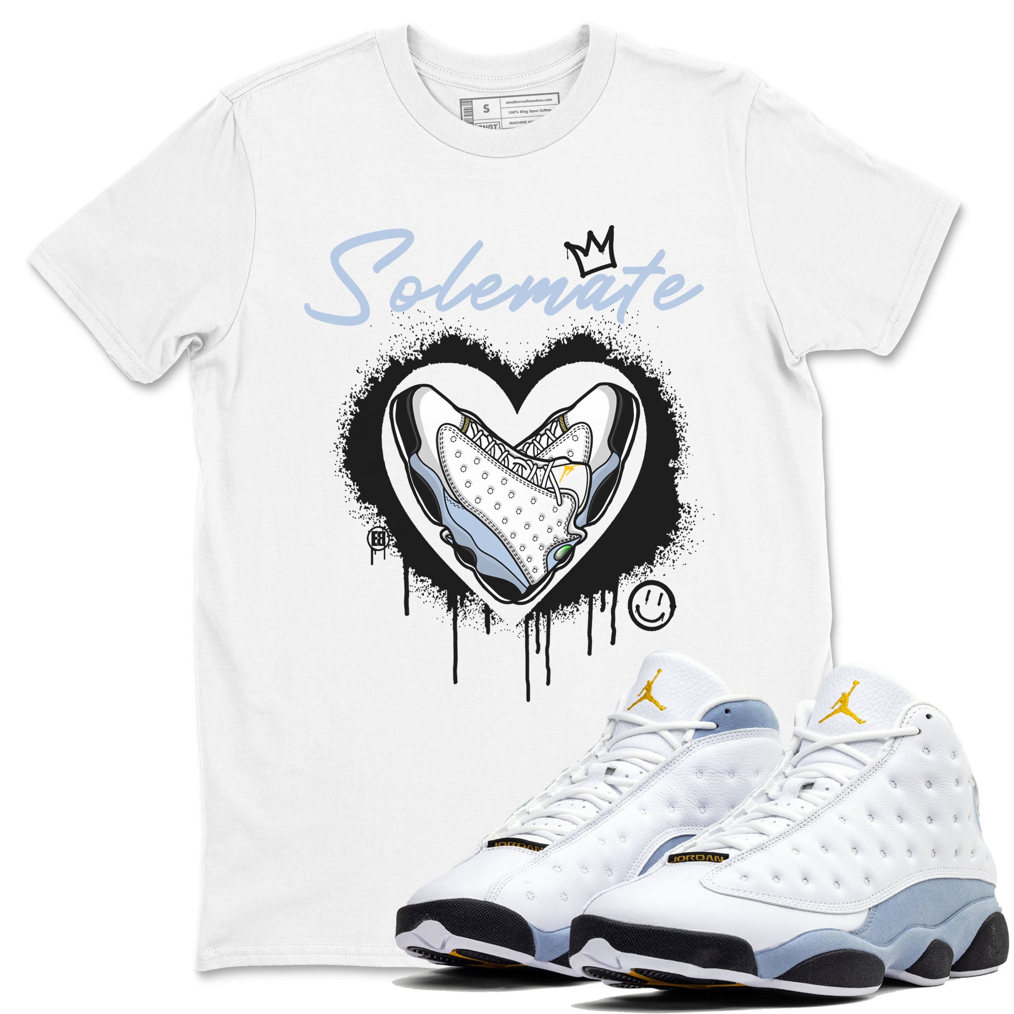 13s Blue Grey shirt to match jordans Solemate sneaker tees Air Jordan 13 Retro Blue Grey Drip Gear Zone unisex cotton White 1 crew neck shirt