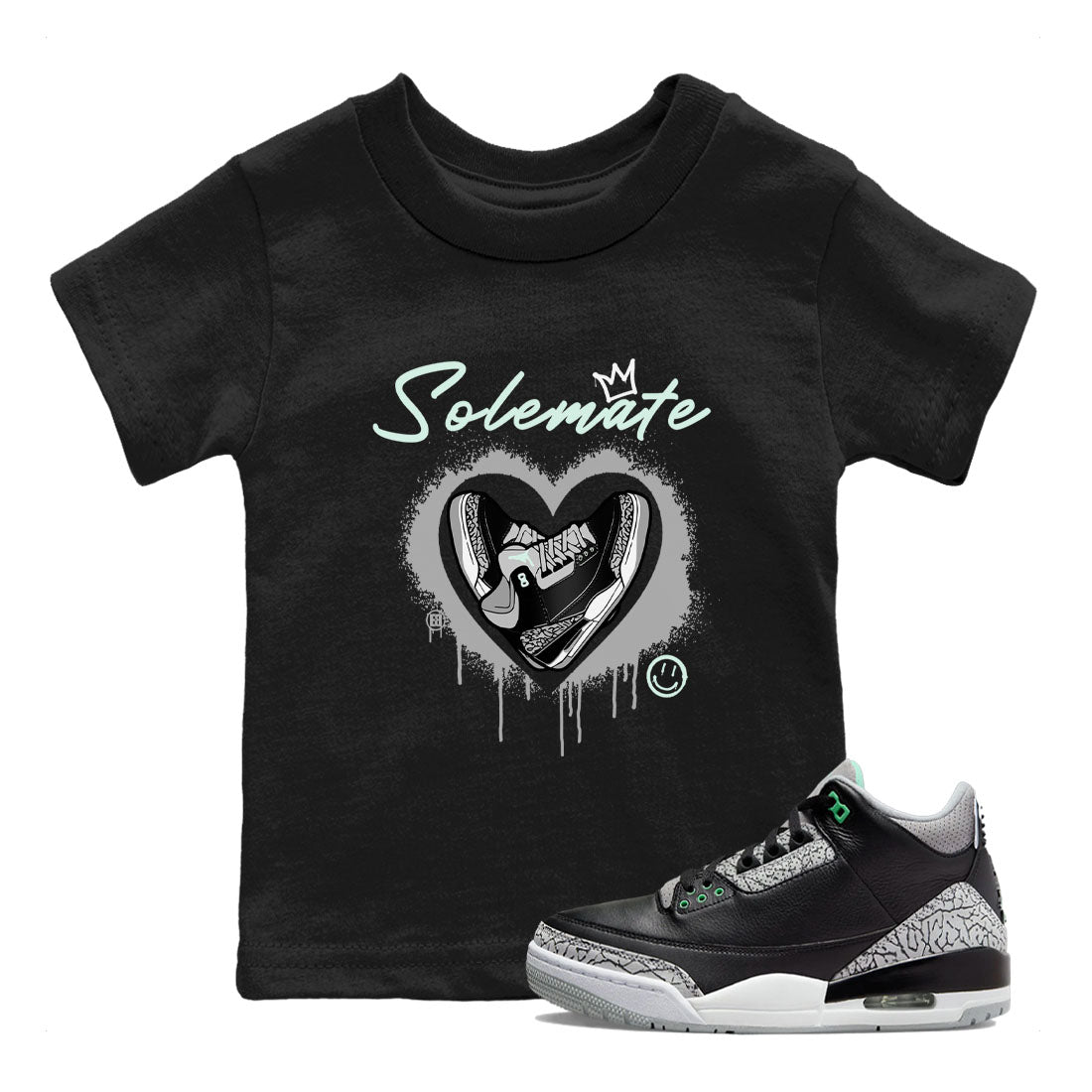 3s Green Glow shirt to match jordans Solemate sneaker tees Air Jordan 3 Retro Green Glow Drip Gear Zone baby toddler Black 1 cotton Shirt