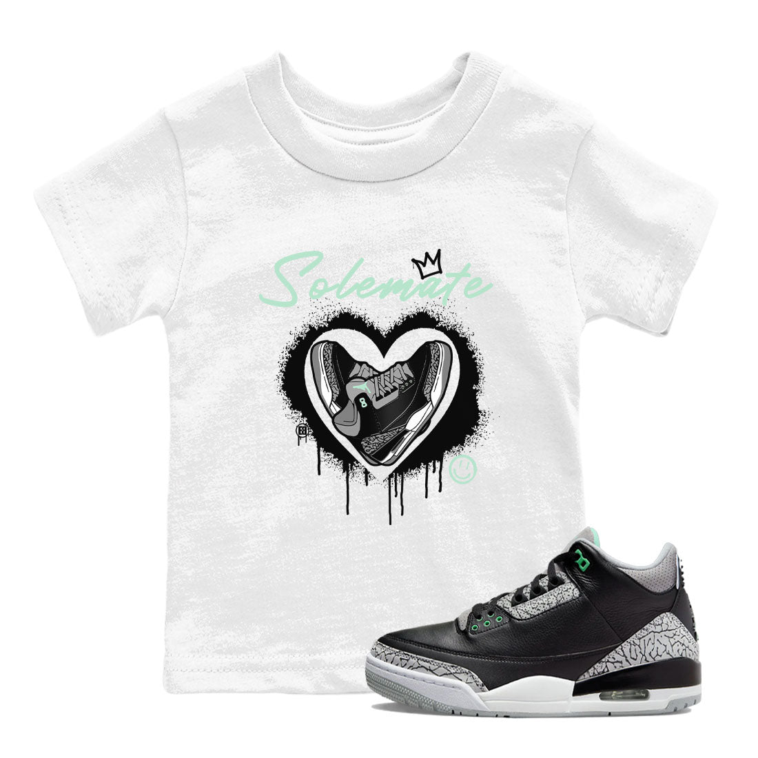 3s Green Glow shirt to match jordans Solemate sneaker tees Air Jordan 3 Retro Green Glow Drip Gear Zone baby toddler White 1 cotton Shirt