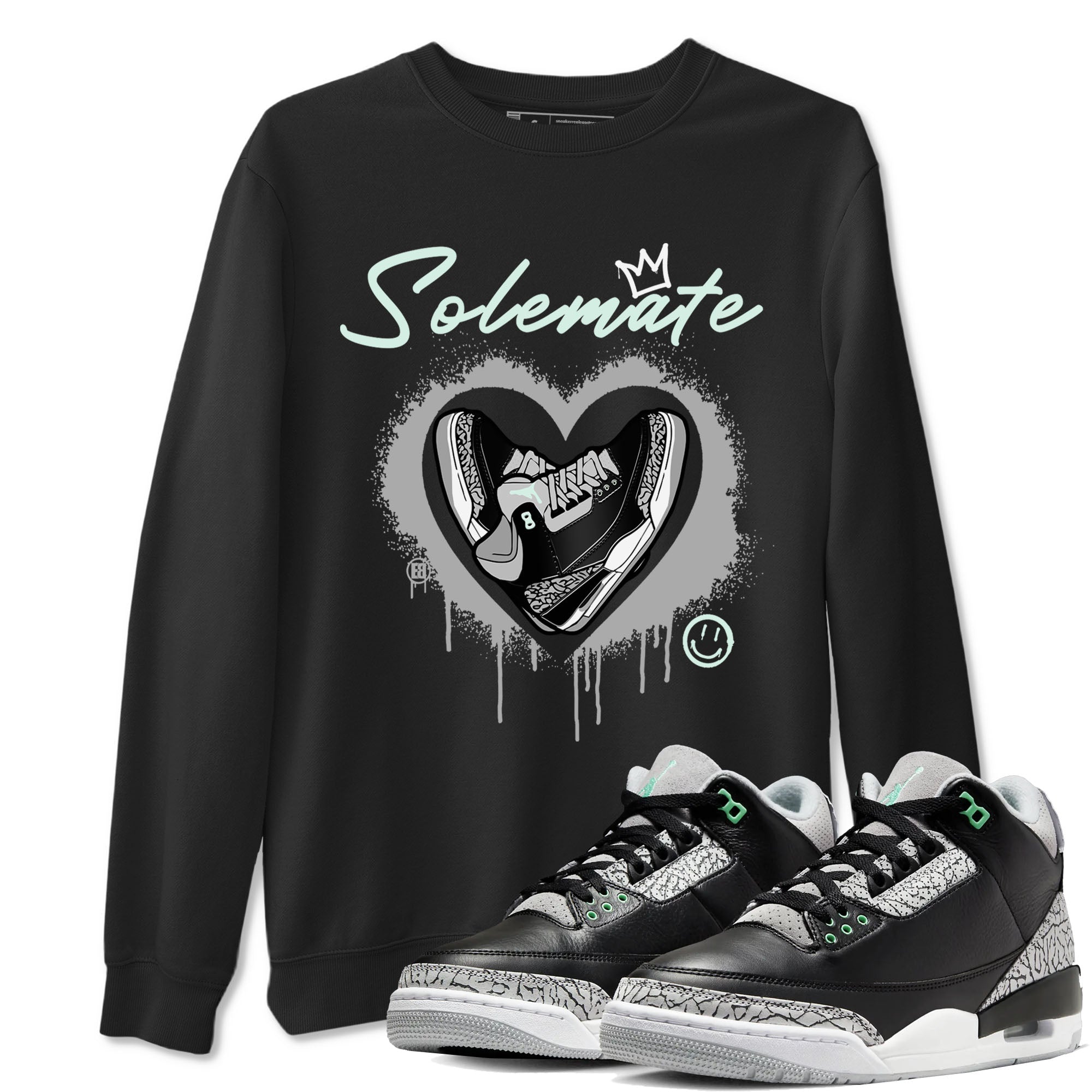 3s Green Glow shirt to match jordans Solemate sneaker tees Air Jordan 3 Retro Green Glow Drip Gear Zone unisex cotton Black 1 crew neck shirt