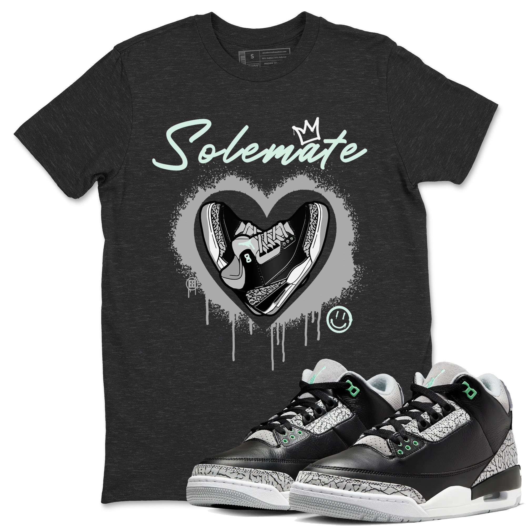 3s Green Glow shirt to match jordans Solemate sneaker tees Air Jordan 3 Retro Green Glow Drip Gear Zone unisex cotton Charcoal Heather 1 crew neck shirt