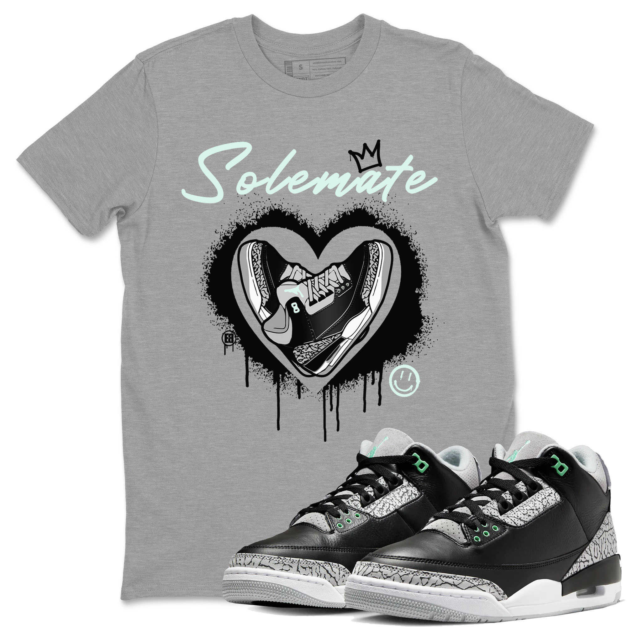 3s Green Glow shirt to match jordans Solemate sneaker tees Air Jordan 3 Retro Green Glow Drip Gear Zone unisex cotton Heather Grey 1 crew neck shirt