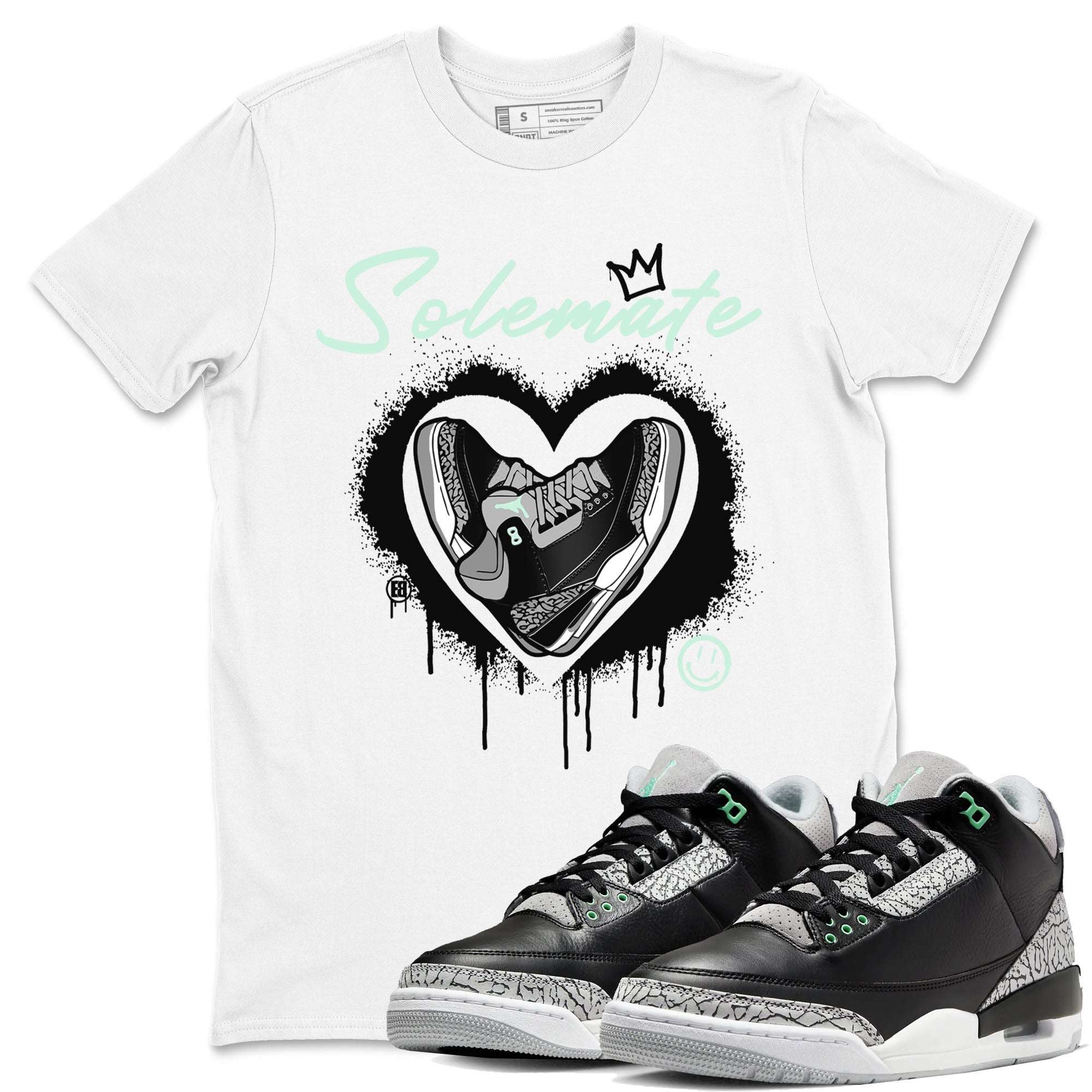 3s Green Glow shirt to match jordans Solemate sneaker tees Air Jordan 3 Retro Green Glow Drip Gear Zone unisex cotton White 1 crew neck shirt