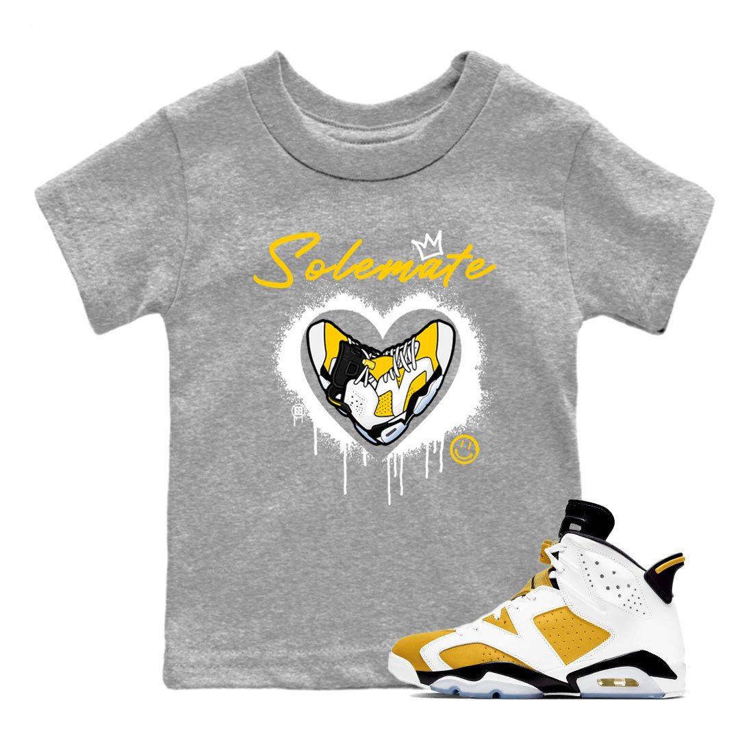 Solemate sneaker match tees to 6s Yellow Ochre street fashion brand for shirts to match Jordans Drip Gear Zone Air Jordan 6 Yellow Ochre unisex t-shirt Heather Grey 1 youth shirt