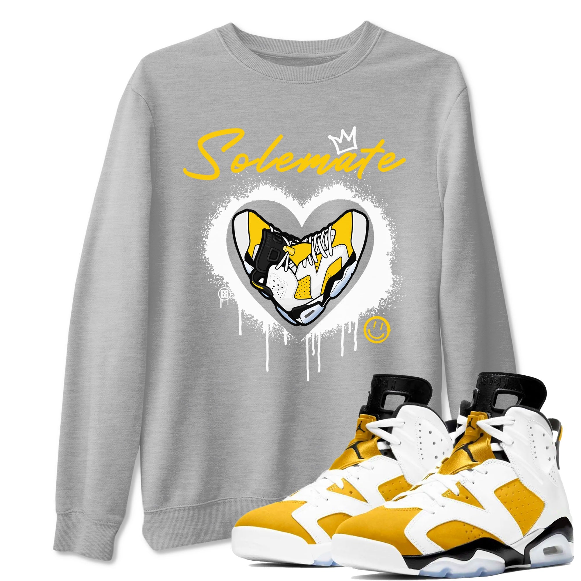 Solemate sneaker match tees to 6s Yellow Ochre street fashion brand for shirts to match Jordans Drip Gear Zone Air Jordan 6 Yellow Ochre unisex t-shirt Heather Grey 1 unisex shirt