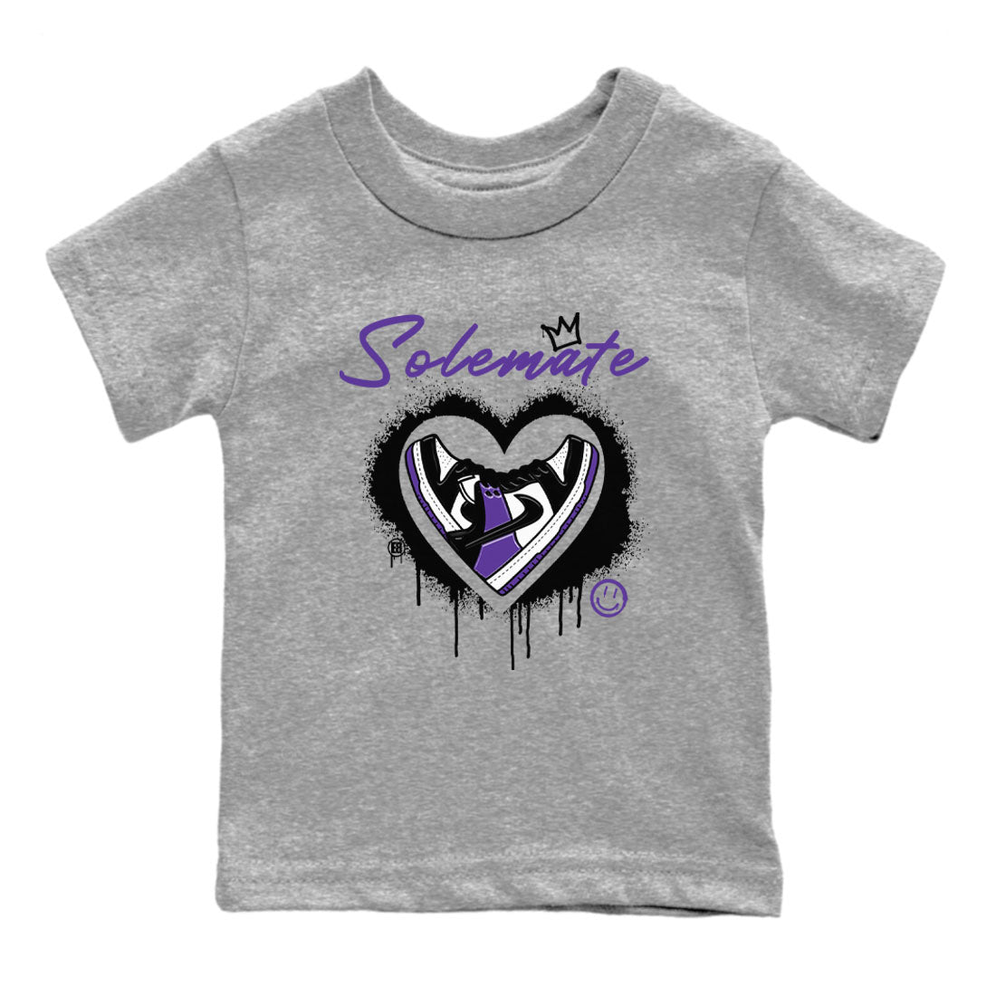 Solemate sneaker match tees to Court Purple Dunks street fashion brand for shirts to match Jordans Drip Gear Zone Dunks Low Court Purple unisex t-shirt Heather Grey 2 youth shirt