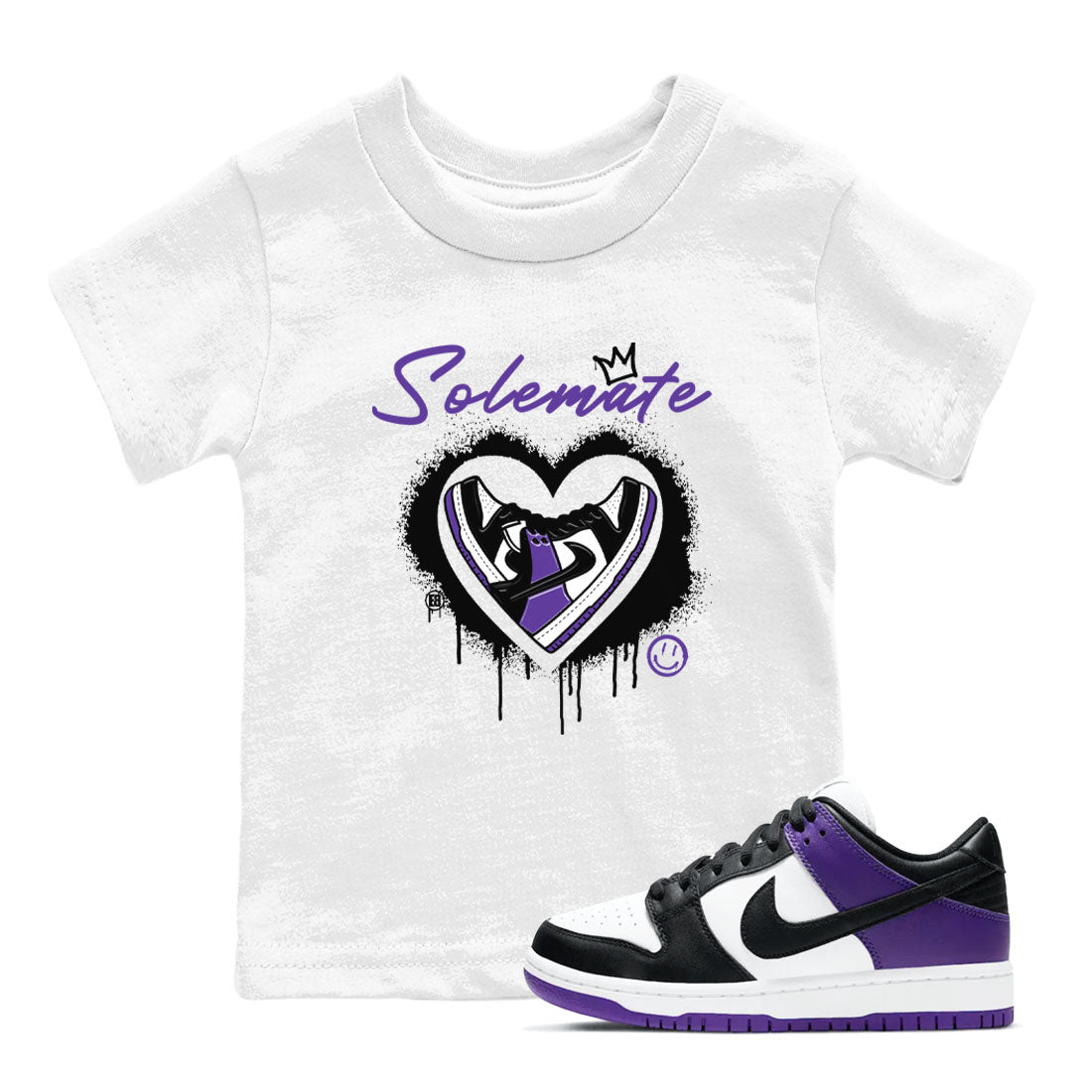 Solemate sneaker match tees to Court Purple Dunks street fashion brand for shirts to match Jordans Drip Gear Zone Dunks Low Court Purple unisex t-shirt White 1 youth shirt