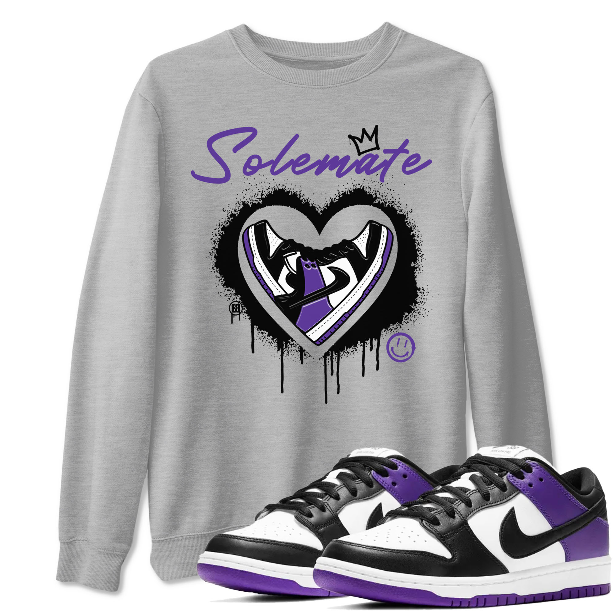 Solemate sneaker match tees to Court Purple Dunks street fashion brand for shirts to match Jordans Drip Gear Zone Dunks Low Court Purple unisex t-shirt Heather Grey 1 unisex shirt