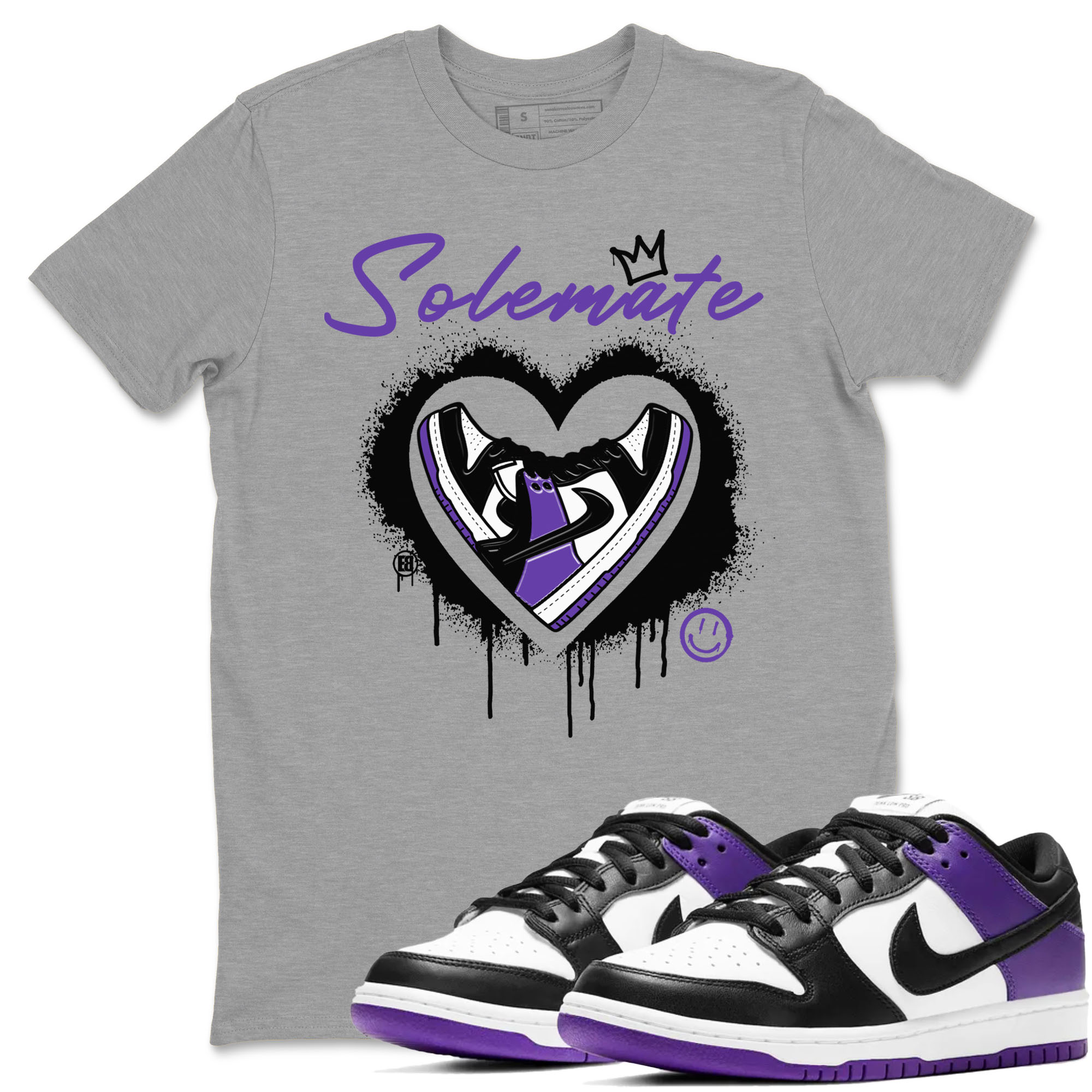 Solemate sneaker match tees to Court Purple Dunks street fashion brand for shirts to match Jordans Drip Gear Zone Dunks Low Court Purple unisex t-shirt Heather Grey 1 unisex shirt