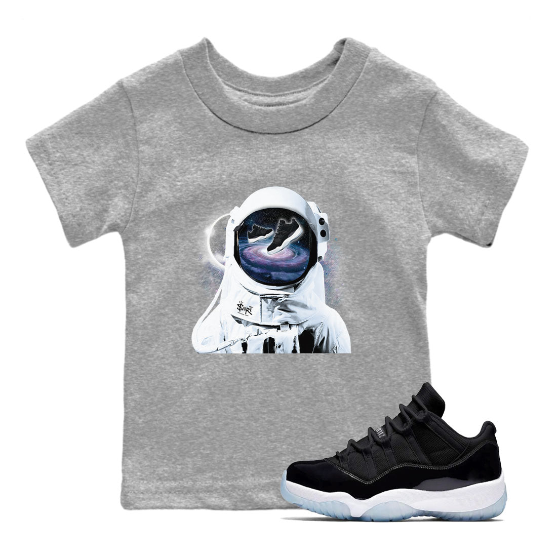 Air Jordan 11 Retro Space shirt to match jordans Space Discovery sneaker tees Air Jordan 11 Space Drip Gear Zone Sneaker Matching Cotton Shirt baby toddler Heather Grey 1 cotton Shirt