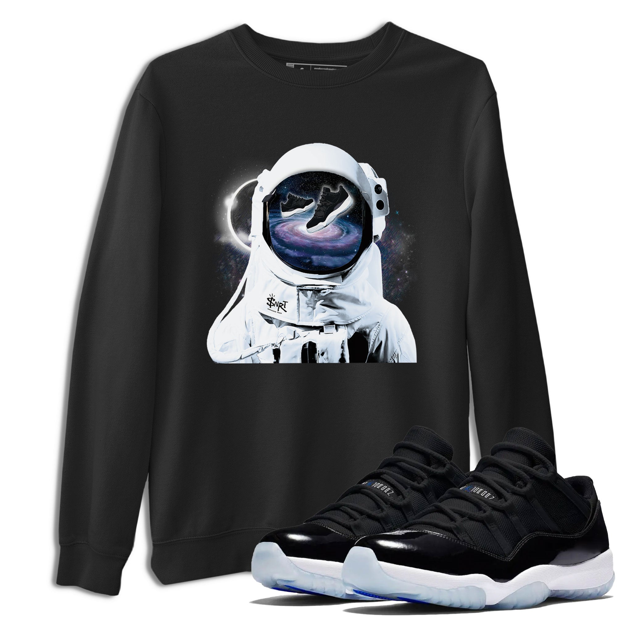 Air Jordan 11 Retro Space shirt to match jordans Space Discovery sneaker tees Air Jordan 11 Space Drip Gear Zone Sneaker Matching Cotton Shirt unisex cotton Black 1 crew neck shirt
